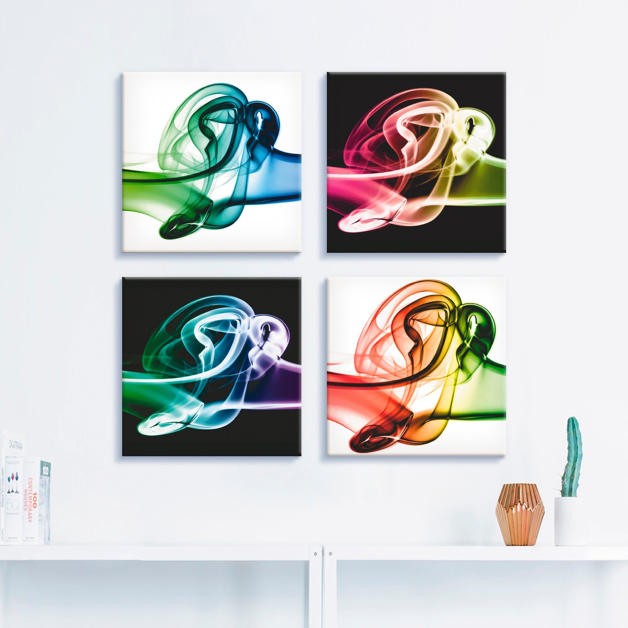 Artland Artprint op linnen Botsing van kleuren set van 4, verschillende maten (4-delig)
