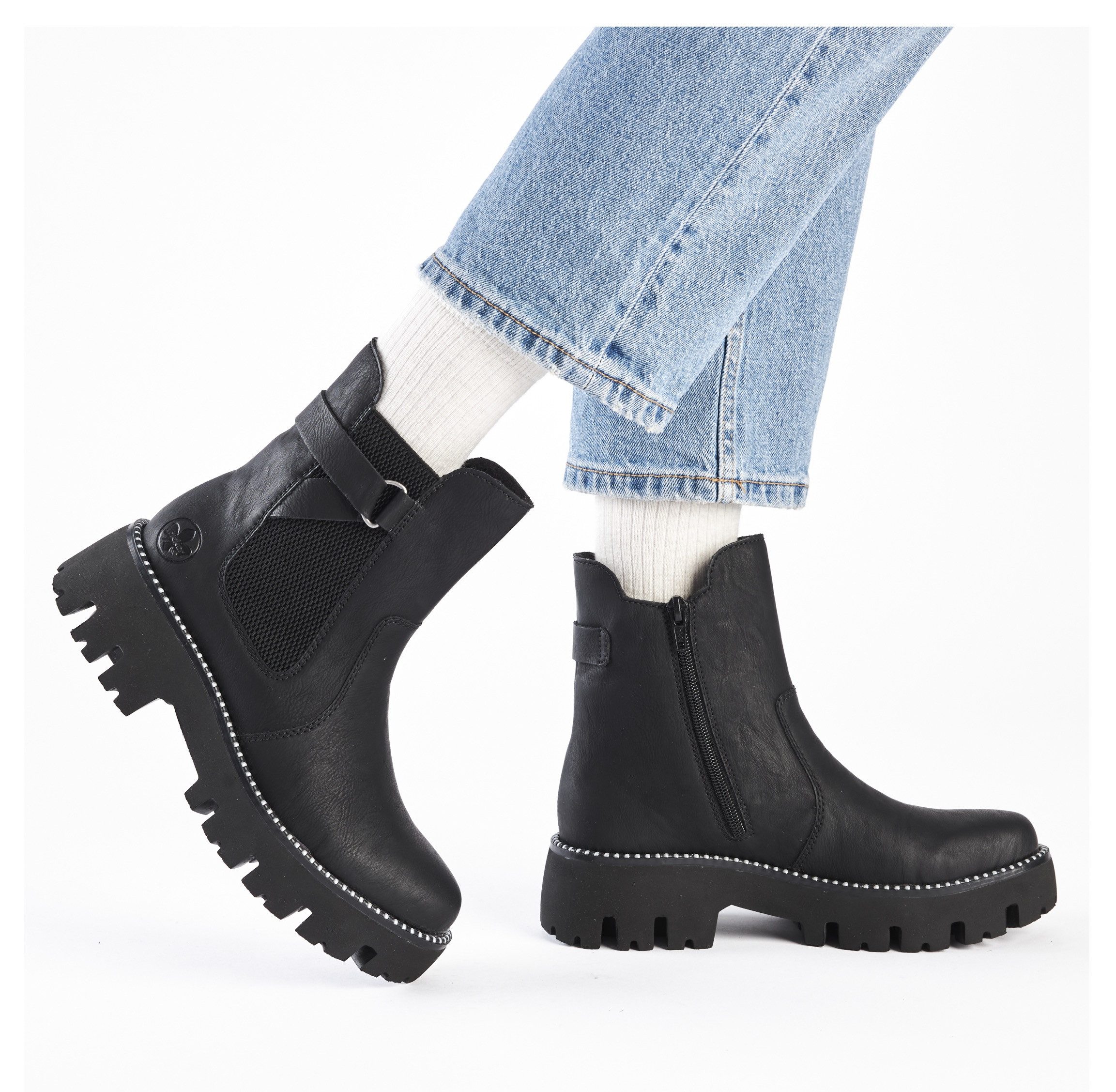 Rieker Chelsea-boots instappers enkellaars plateau met binnenrits