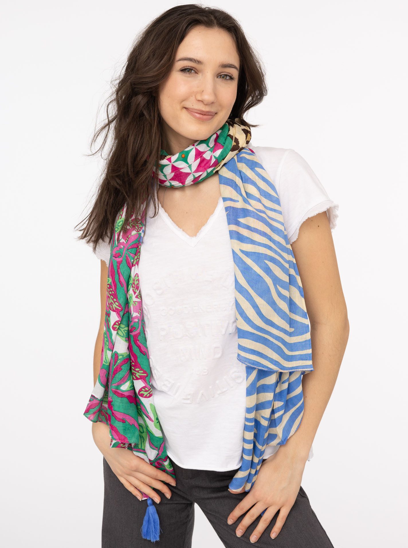 Zwillingsherz Modieus sjaaltje Wild Flower Met leo en zebra patroon