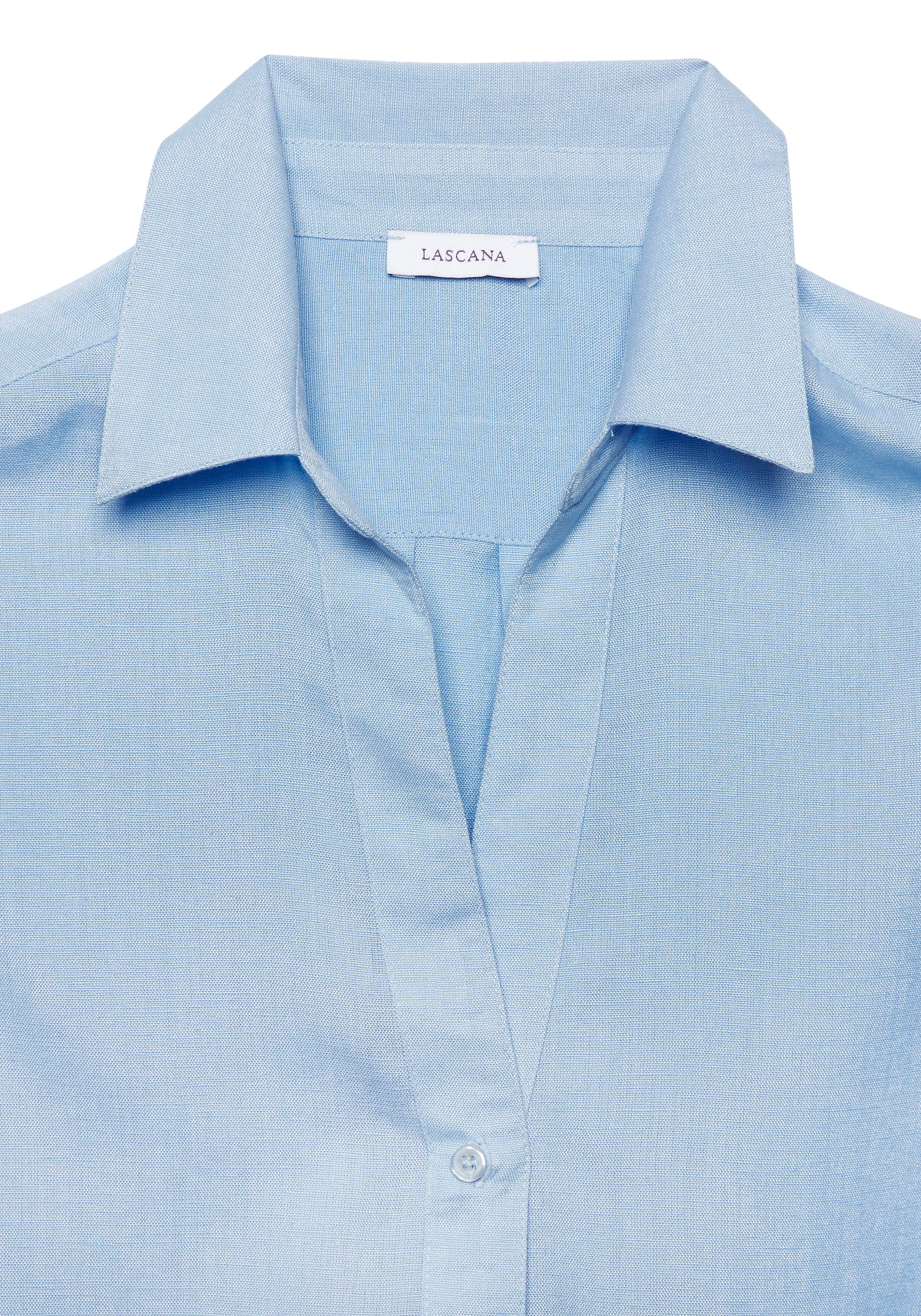 Lascana Overhemdblouse van linnenmix damesblouse met overhemdkraag en knoopsluiting