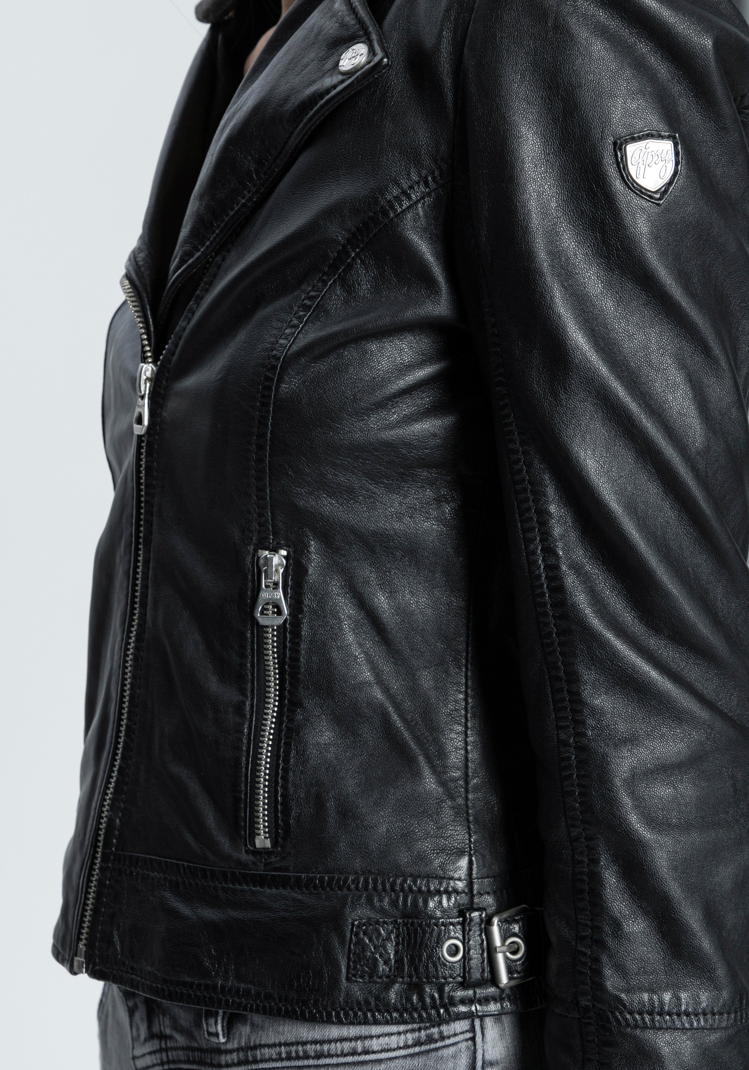 Mauritius Leren jack Ela cool 2-in-1-bikerjack met een afneembare jerseycapuchon