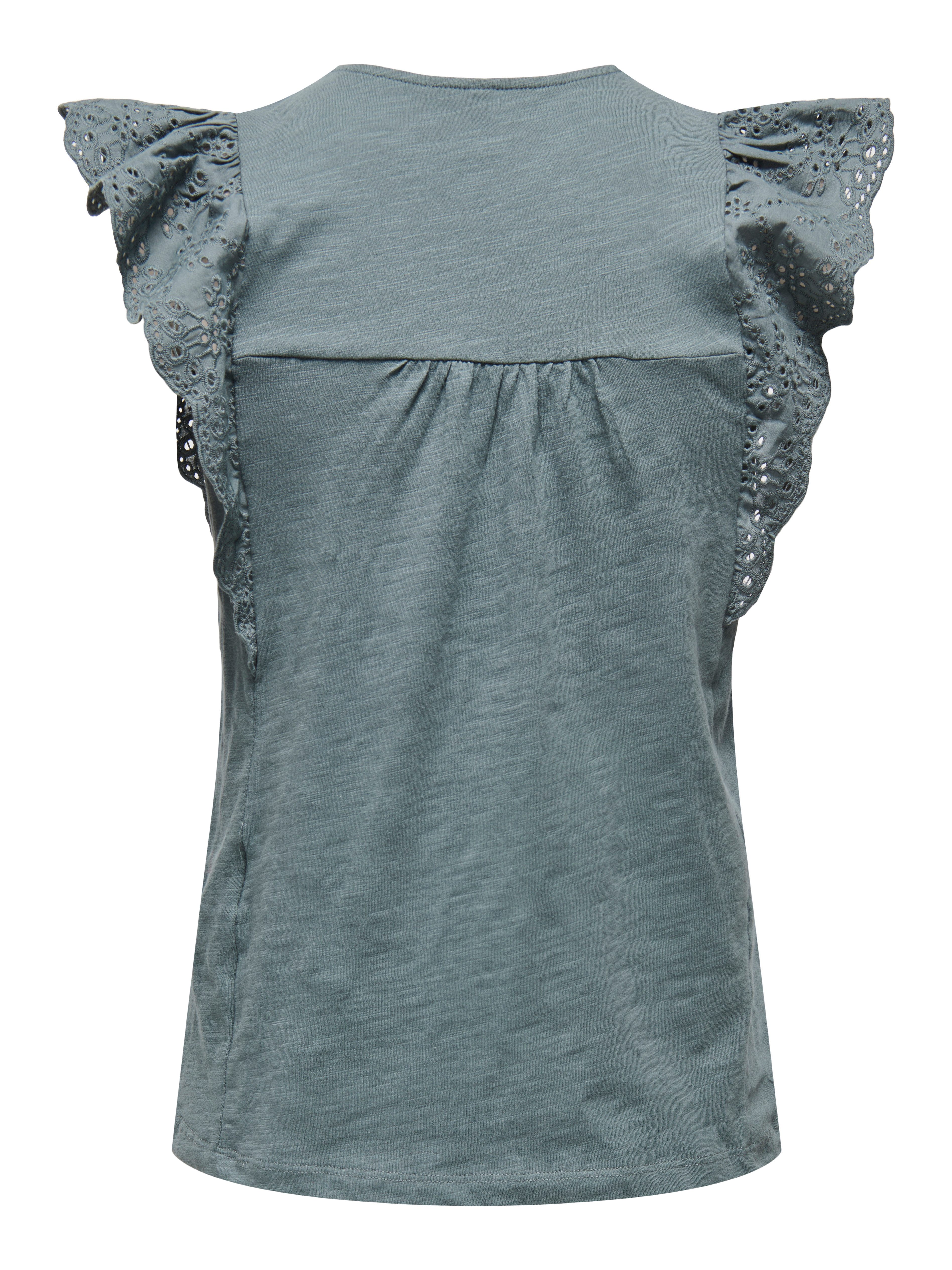 Only Shirt met korte mouwen ONLLEA S/L FRILL MIX TOP JRS