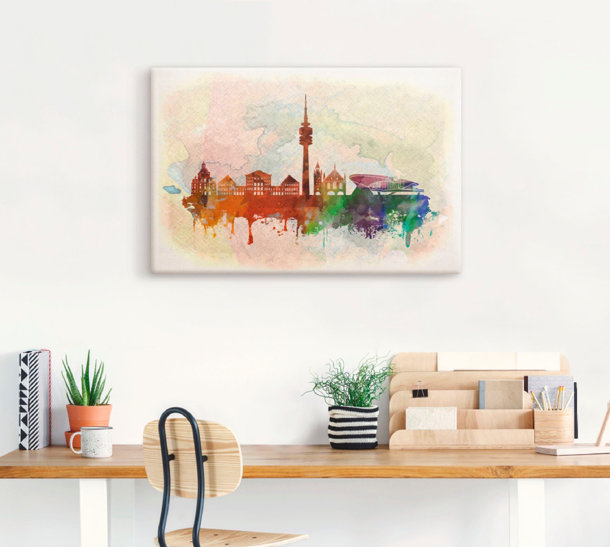 Artland Artprint op linnen München Duitsland Skyline