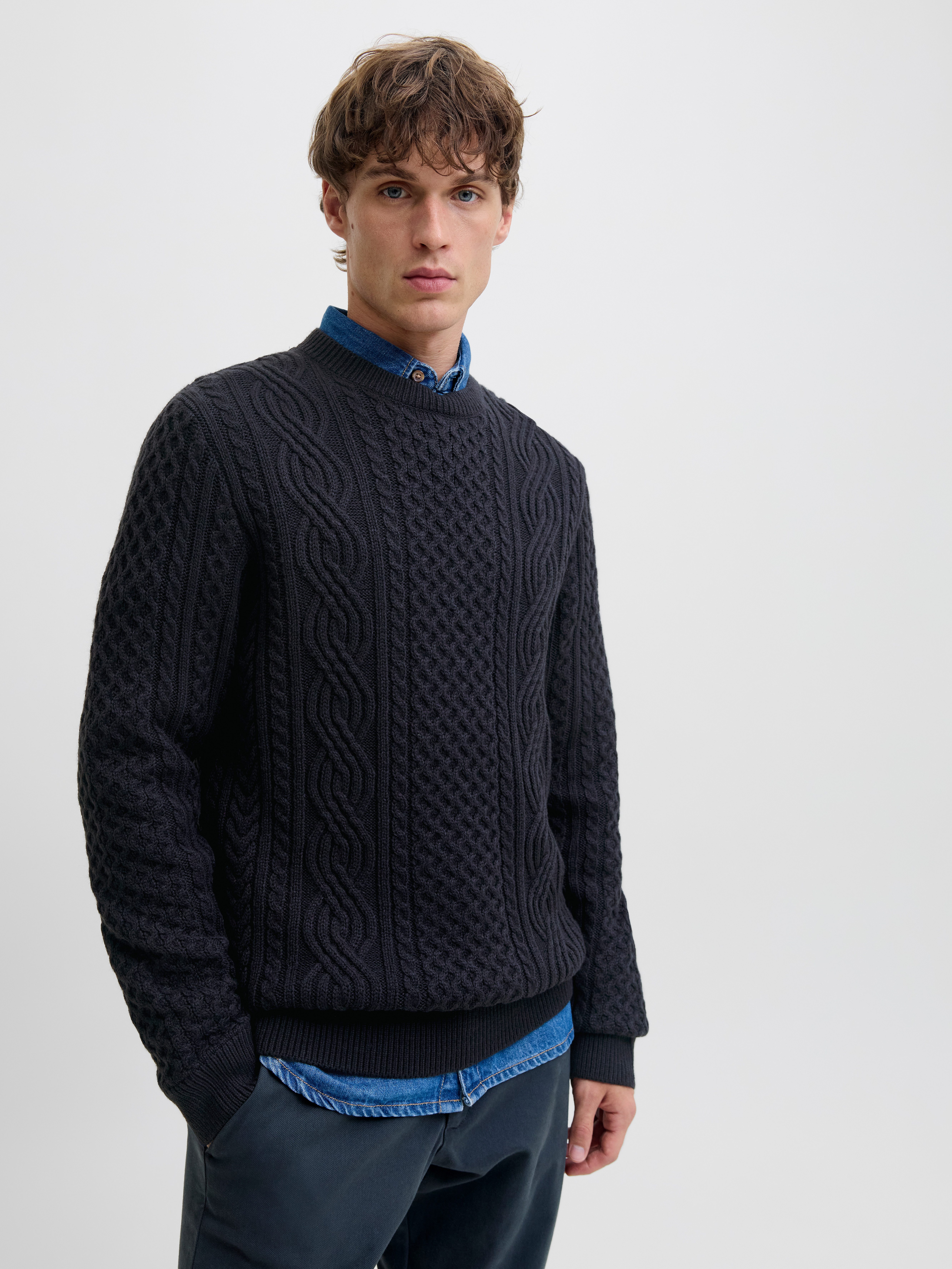 Jack & Jones Gebreide trui JPRBLUSEAN KNIT CABLE CREW NECK SN