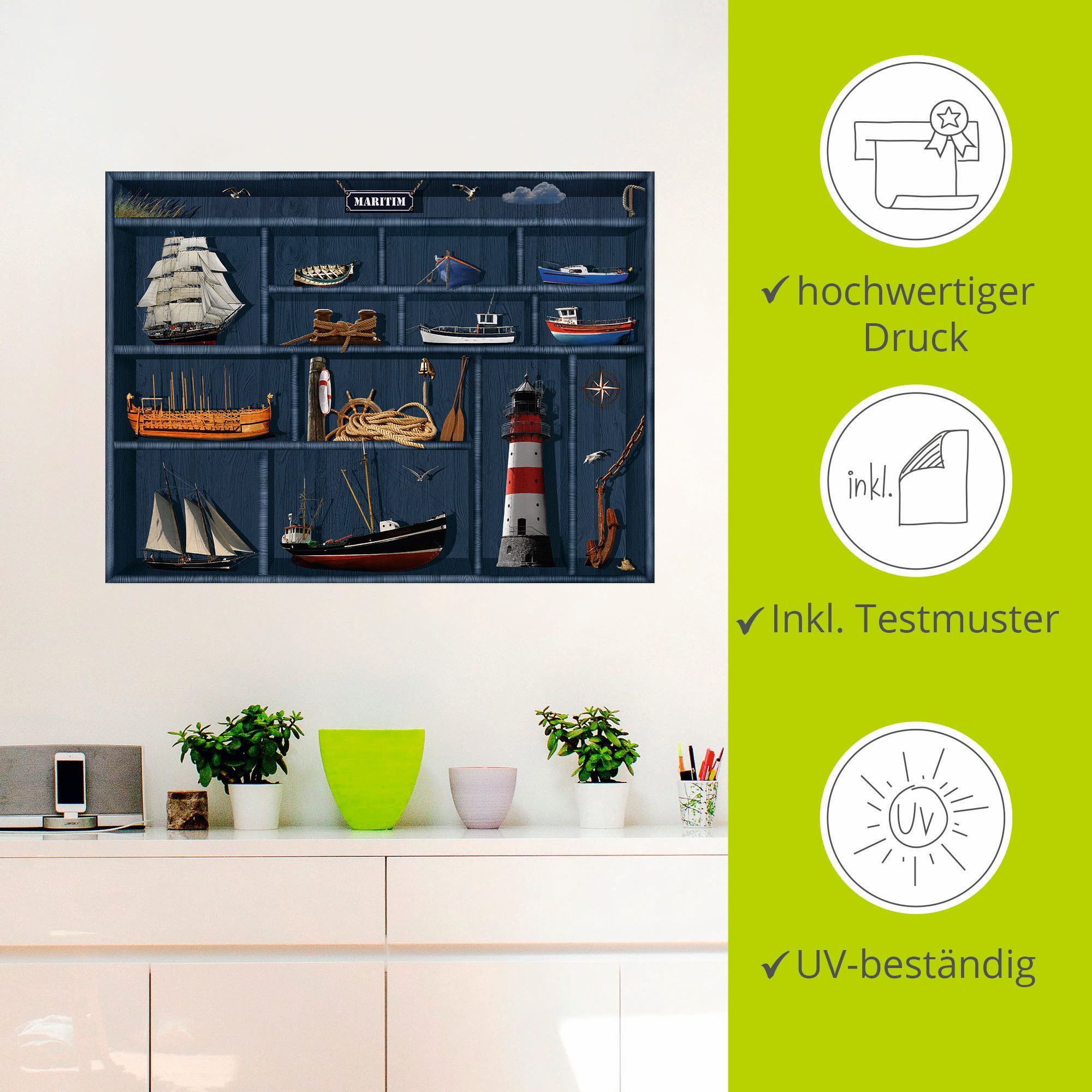 Artland Artprint De maritieme letterkast als artprint op linnen, poster, muursticker in verschillende maten