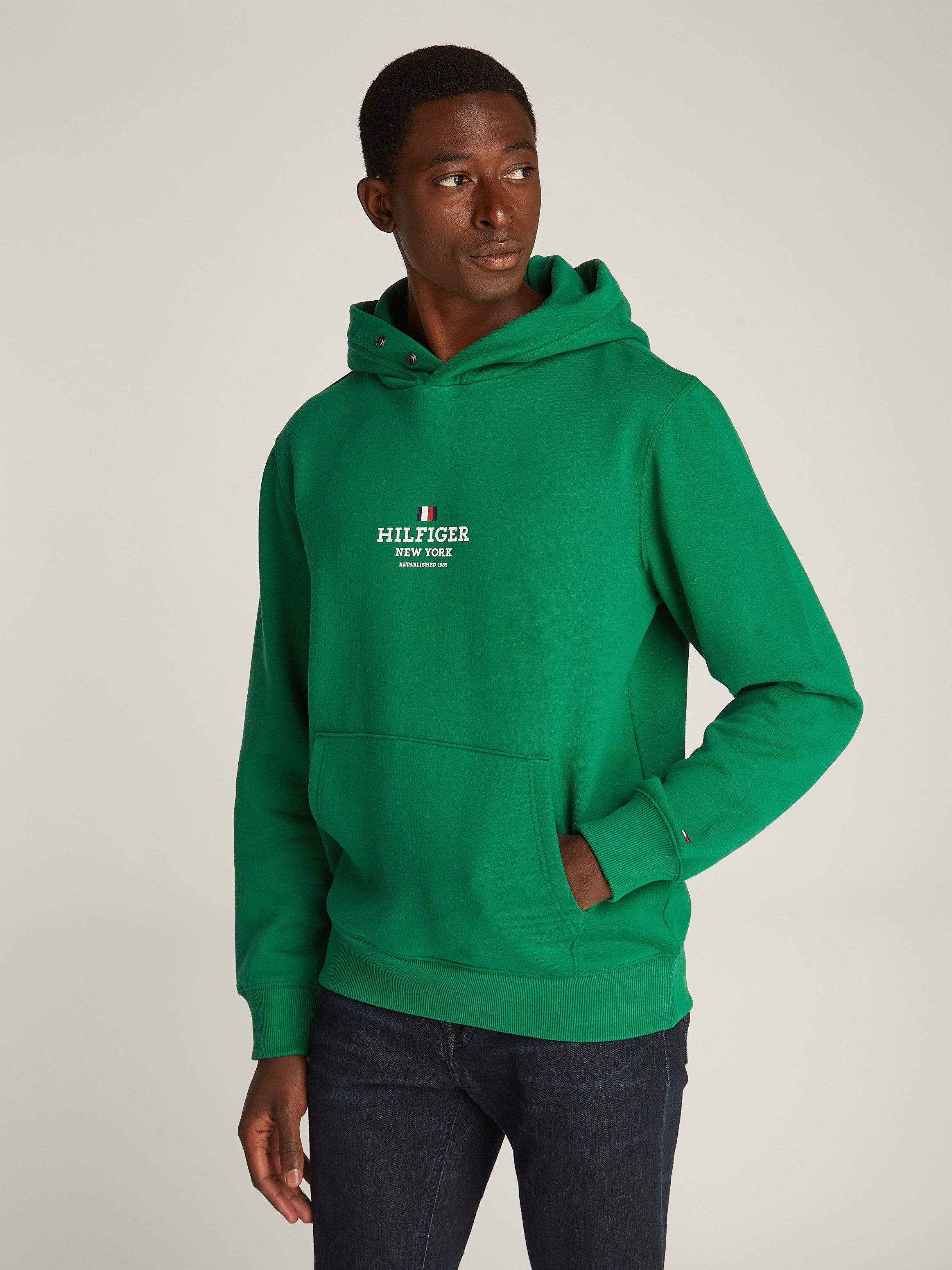 Tommy Hilfiger Hoodie met logoprint heren sweaters maat XL groen