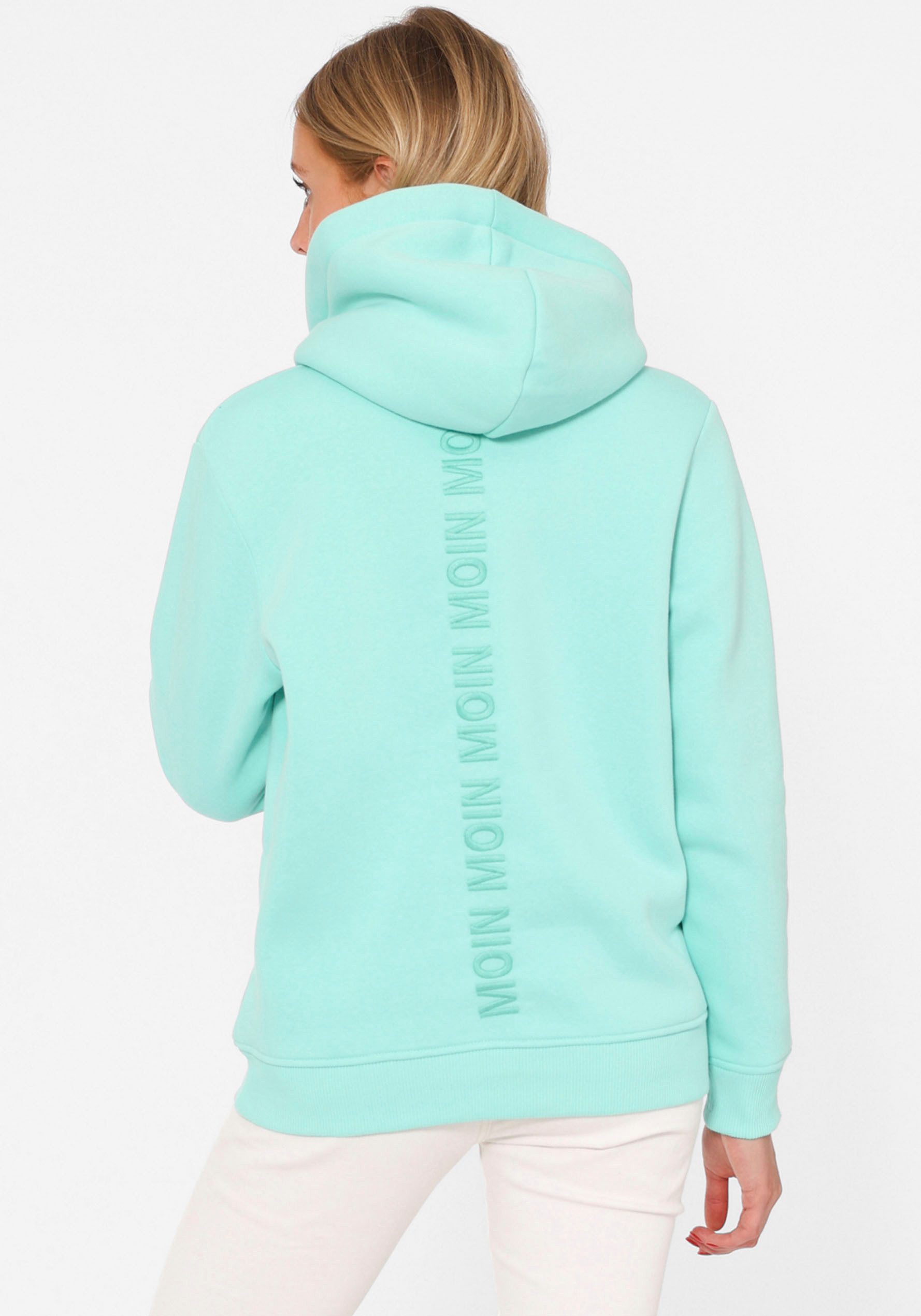 Zwillingsherz Sweatshirt Moin met paillettenanker en geborduurd opschrift op de rug