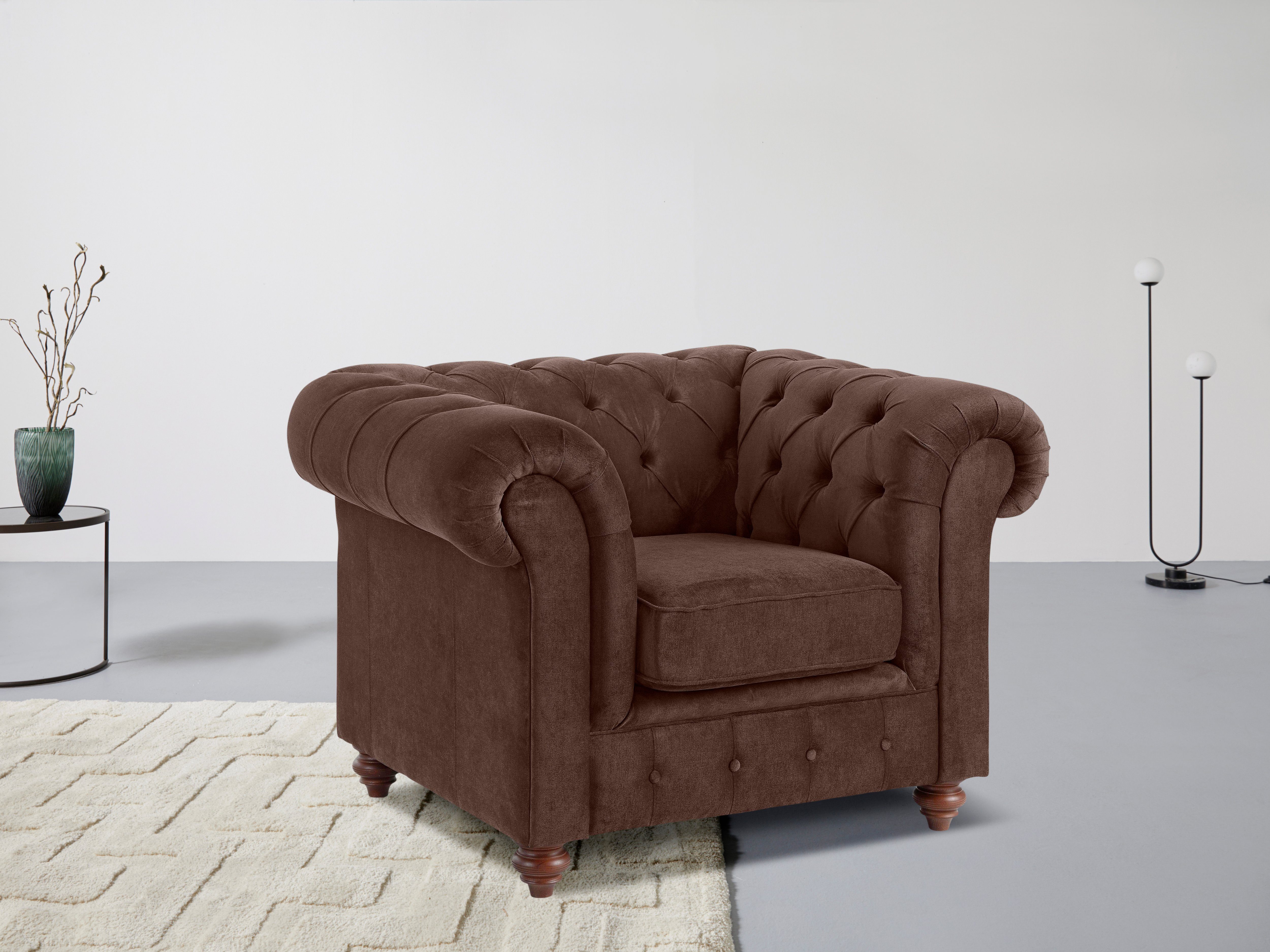 Home affaire Fauteuil CHESTERFIELD met hoogwaardige knoopdetails, ook in leer