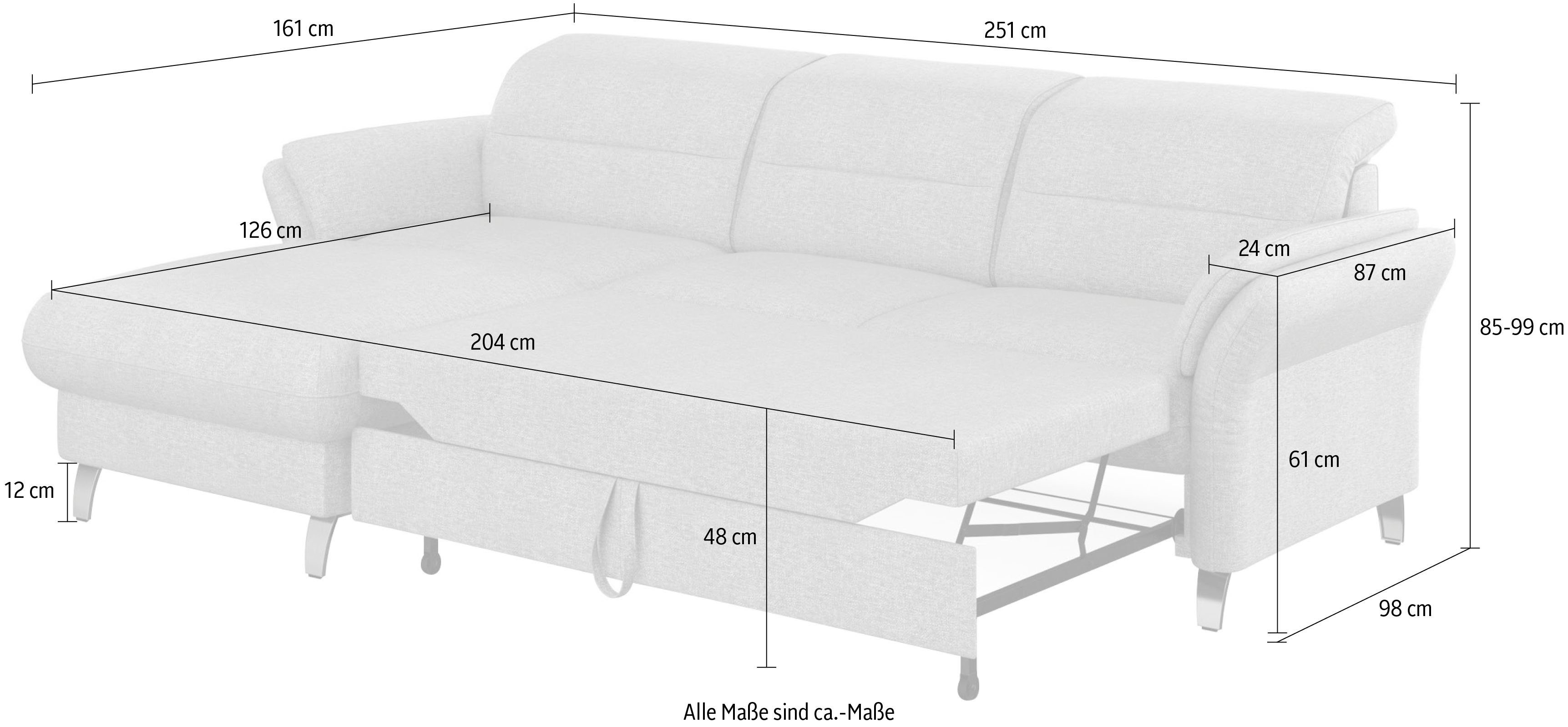 sit&more Hoekbank Grenoble L-vorm met bonnellvering optioneel met bedfunctie, bedlade, arm- en hoofdsteunverstelling