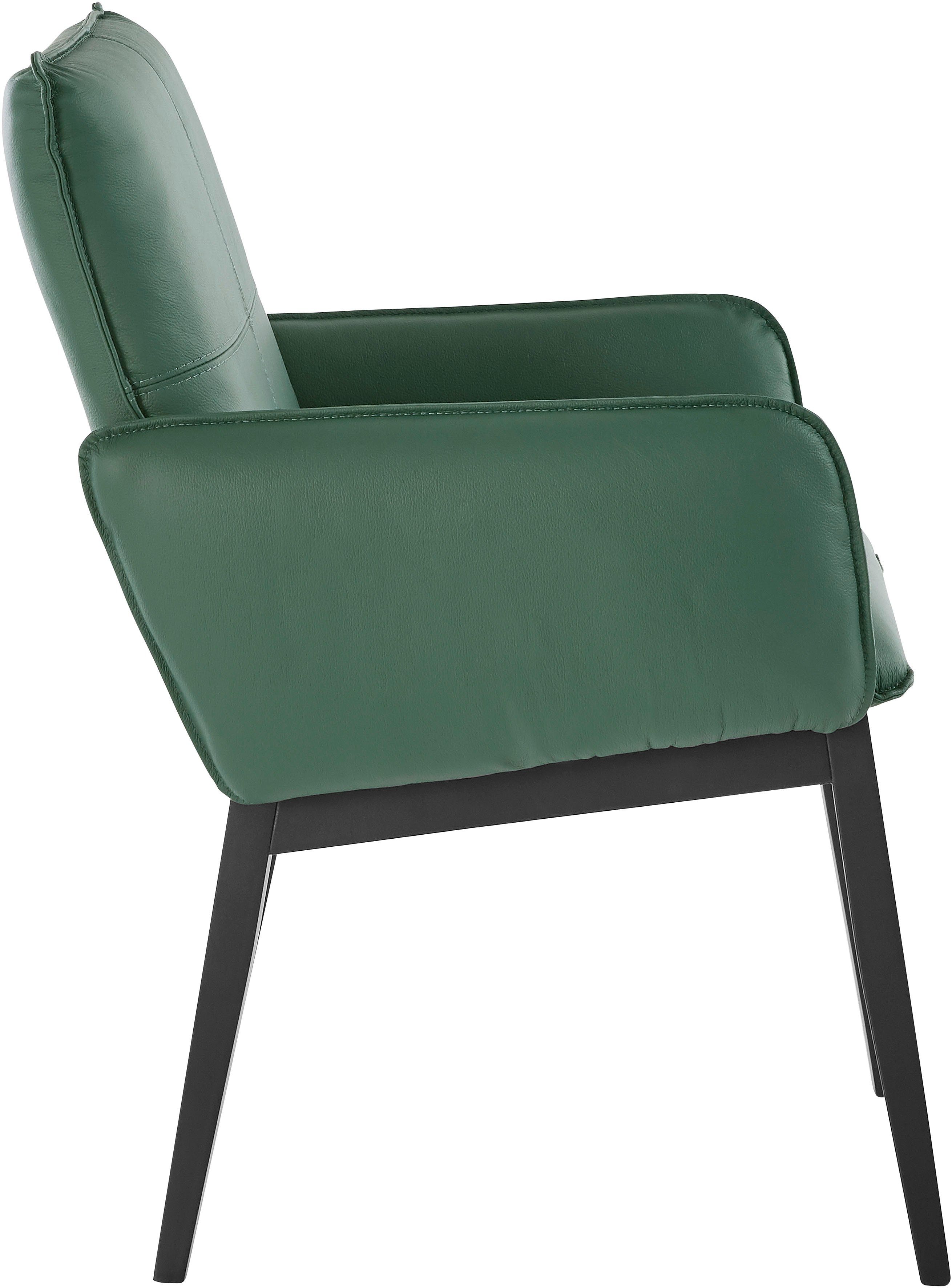Home affaire Stoel met armleuningen Model 6 Bekleding van microvezel of leer, frame is beuken in zwart gelakt (2 stuks)
