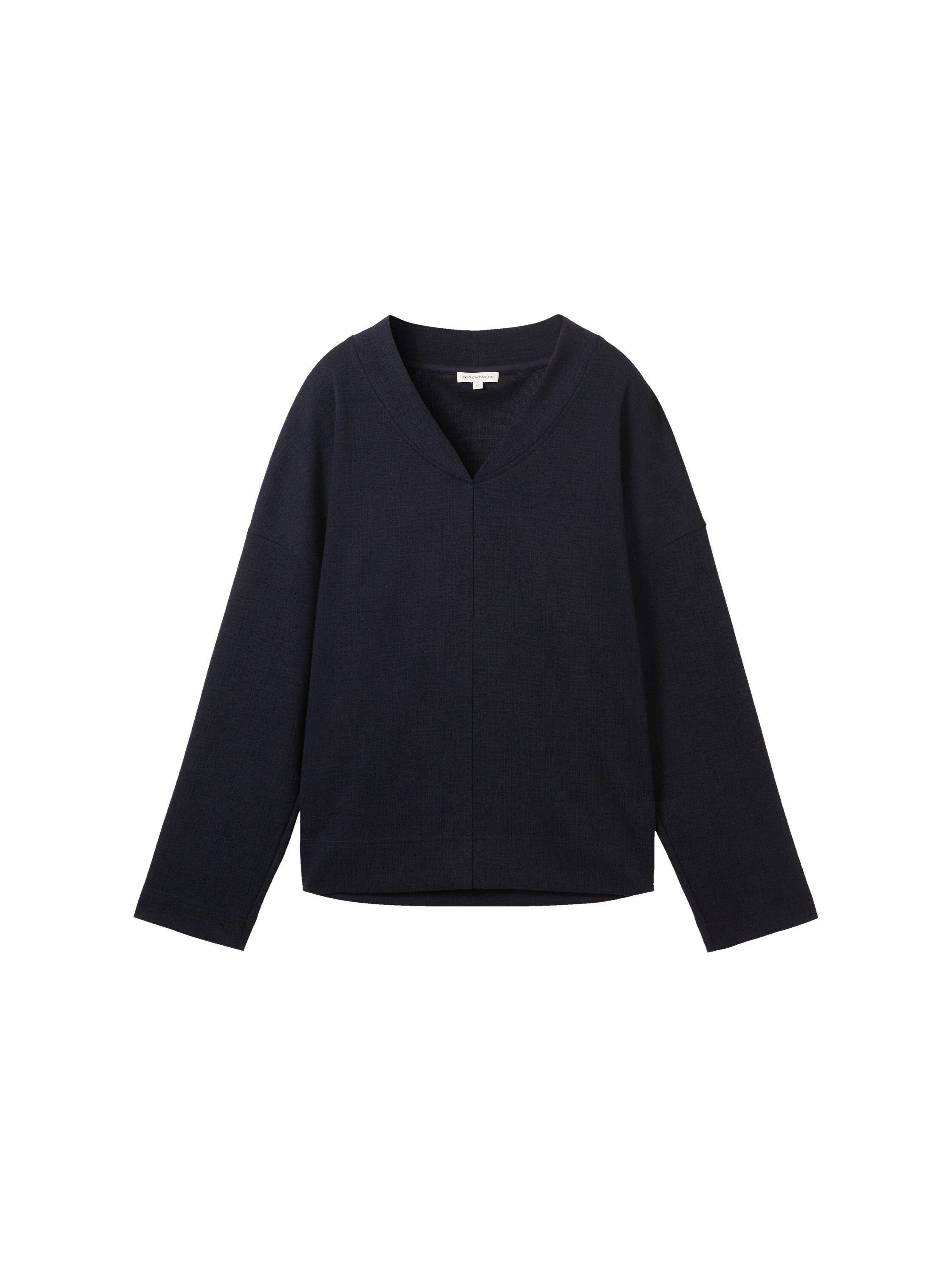 Tom Tailor Sweatshirt met structuur en v-hals
