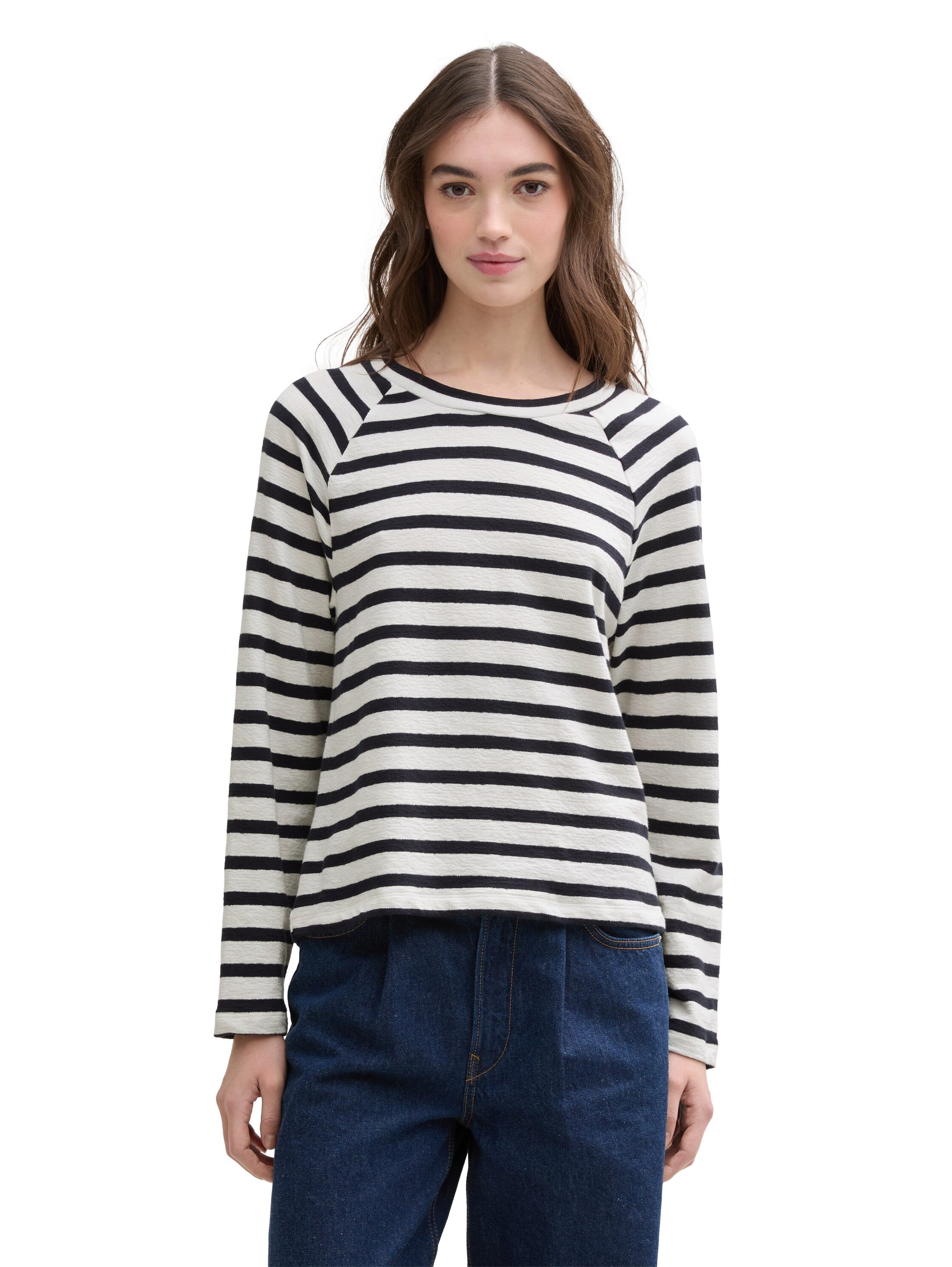 Tom Tailor Denim Shirt met lange mouwen met gestreept patroon dames longsleeves maat XL (42) wit