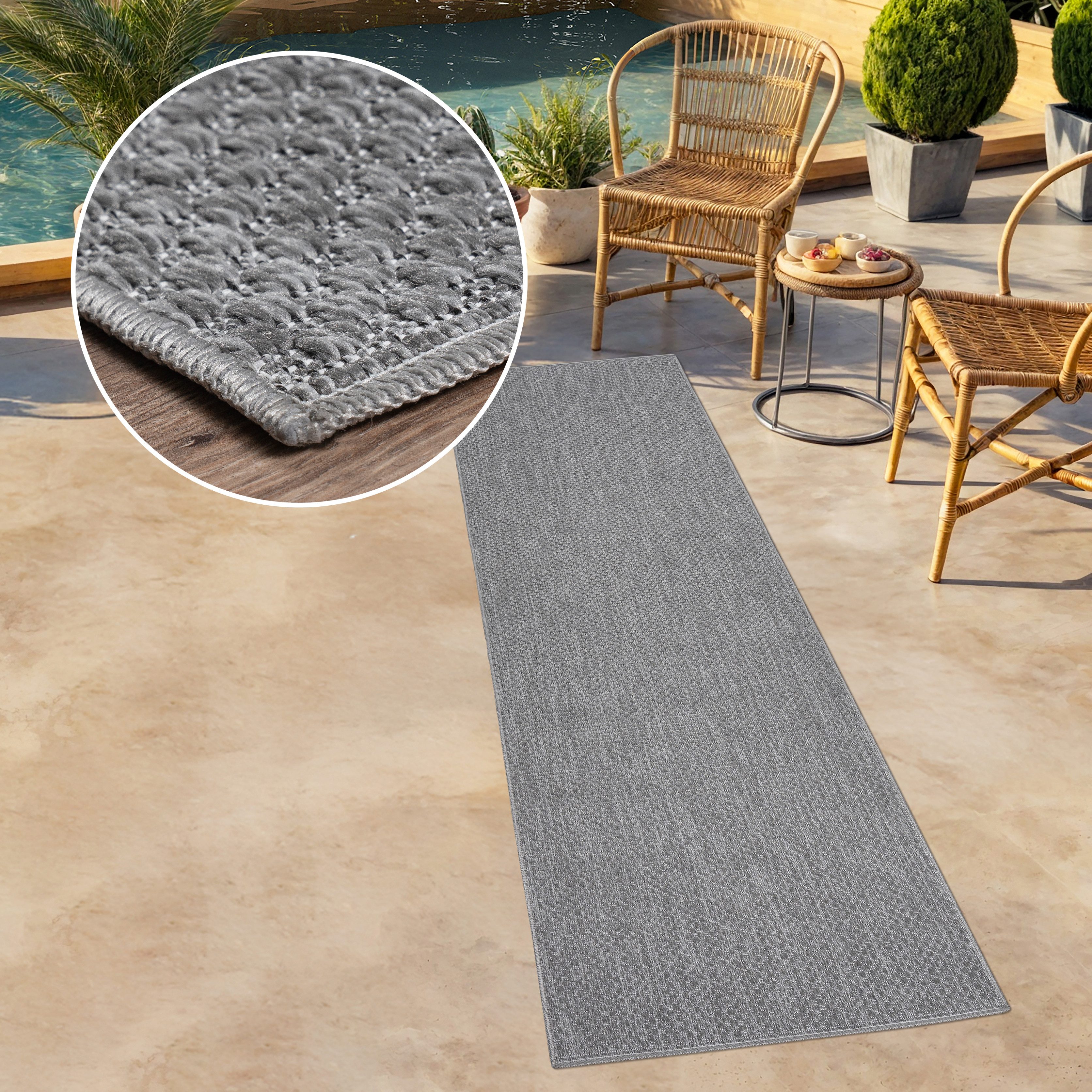 my home Loper Rhodos Geschikt voor buiten, sisal-look, weerbestendig & uv-bestendig, tweezijdig te gebruiken kleed