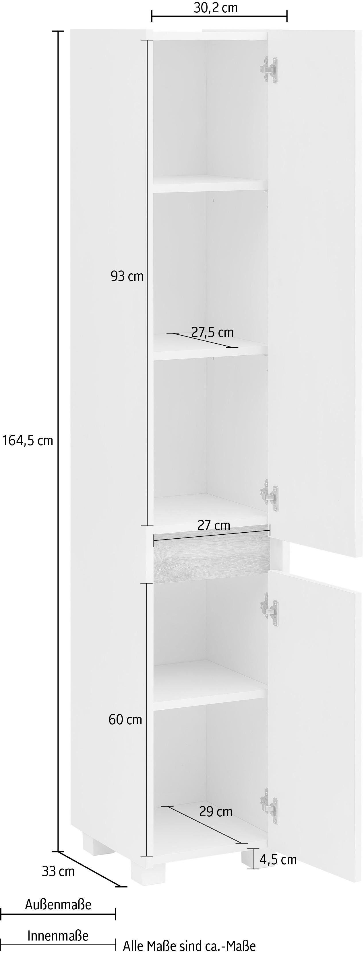 Schildmeyer Hoge kast Cosmo in verschiedenen Farben made in Germany Hoogte 164,5 cm, badkamerkast, lijst in moderne wildeiken-look