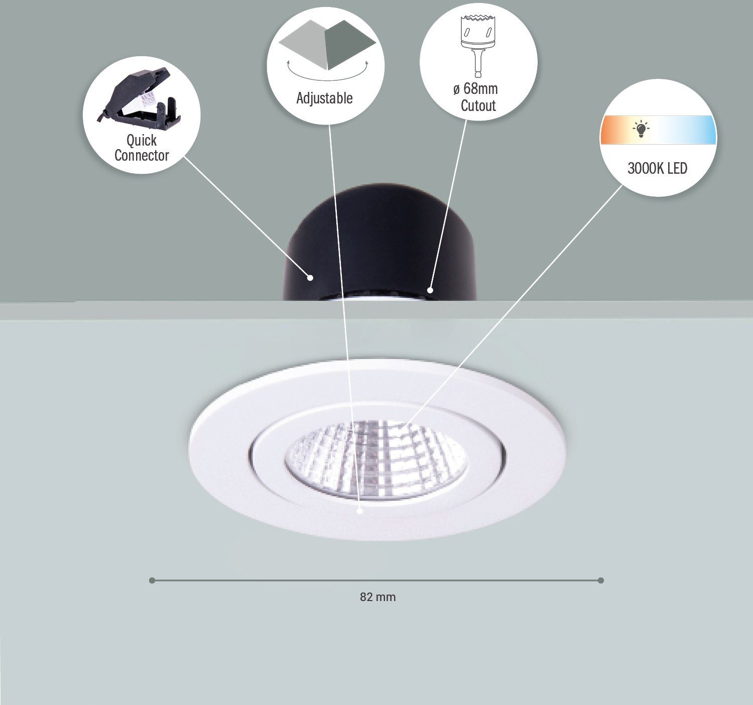 Paco Home Inbouwlamp Rita LED inbouwspot draaibaar LED spot spotlight vlak dimbaar