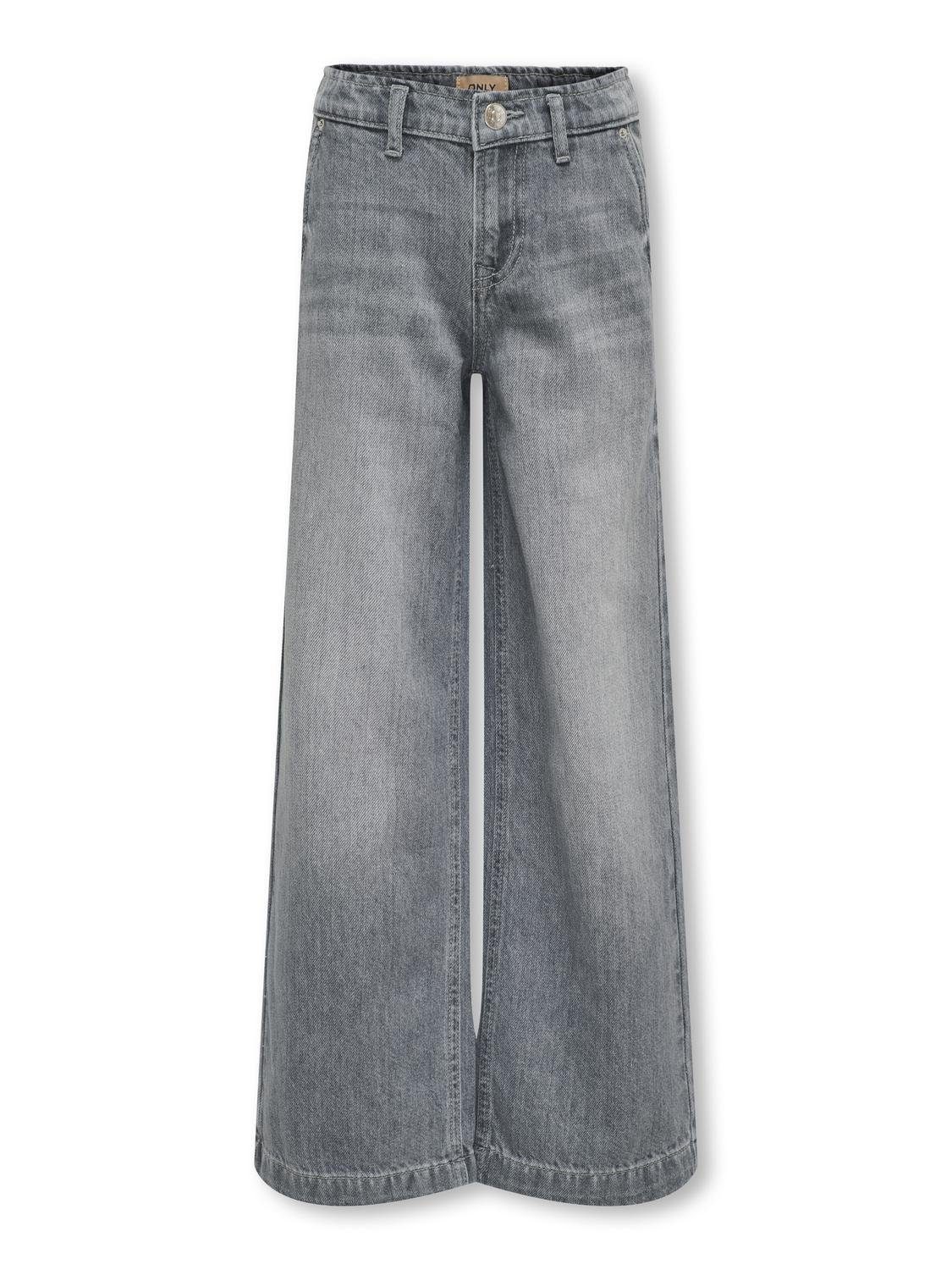 Only KIDS GIRL wide leg jeans medium grey denim Grijs Meisjes Katoen Effen 128