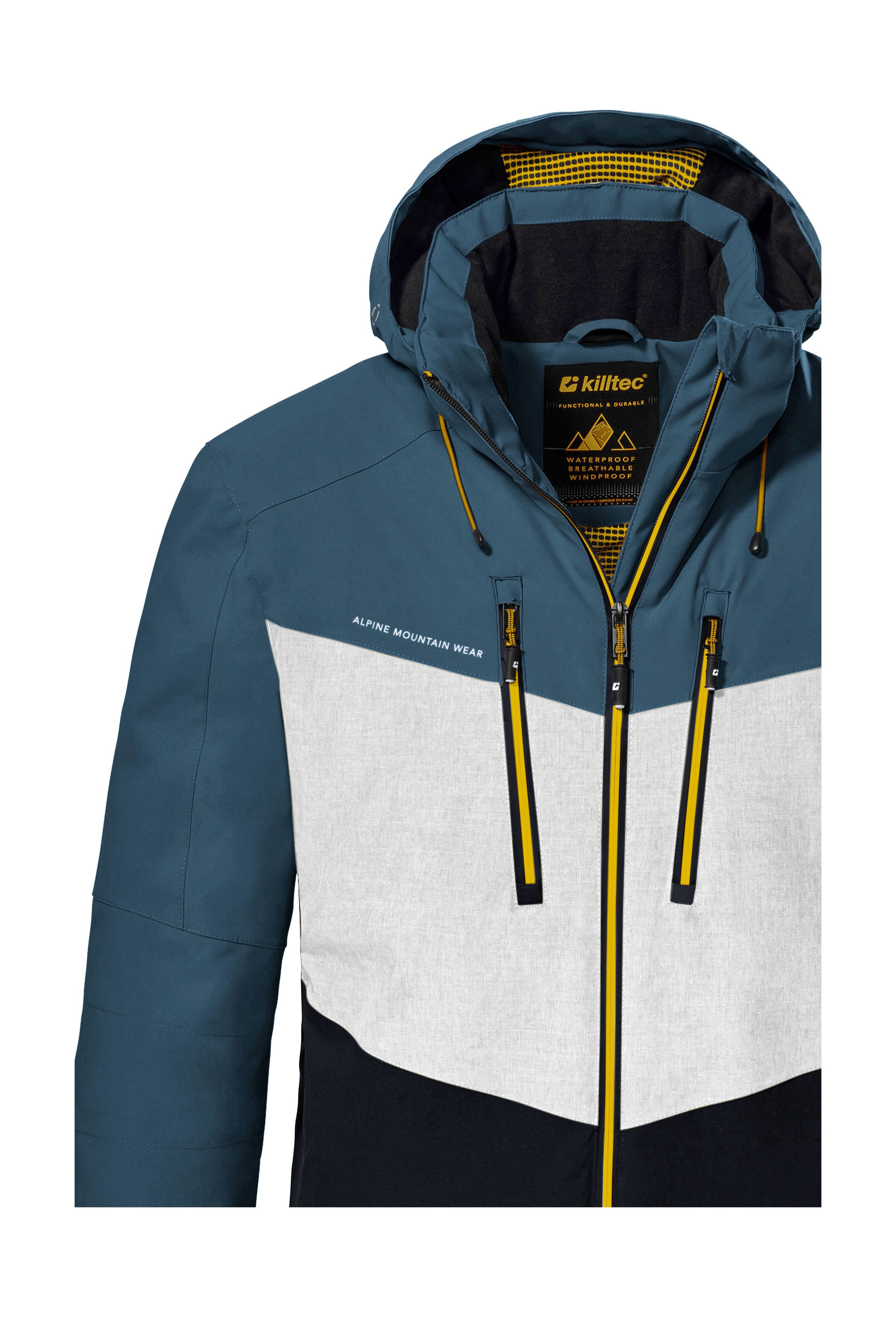 Killtec Ski-jack KSW 45 MN SKI JCKT Trendy, waterdichte ski-jas met afneembare kap en sneeuwvanger