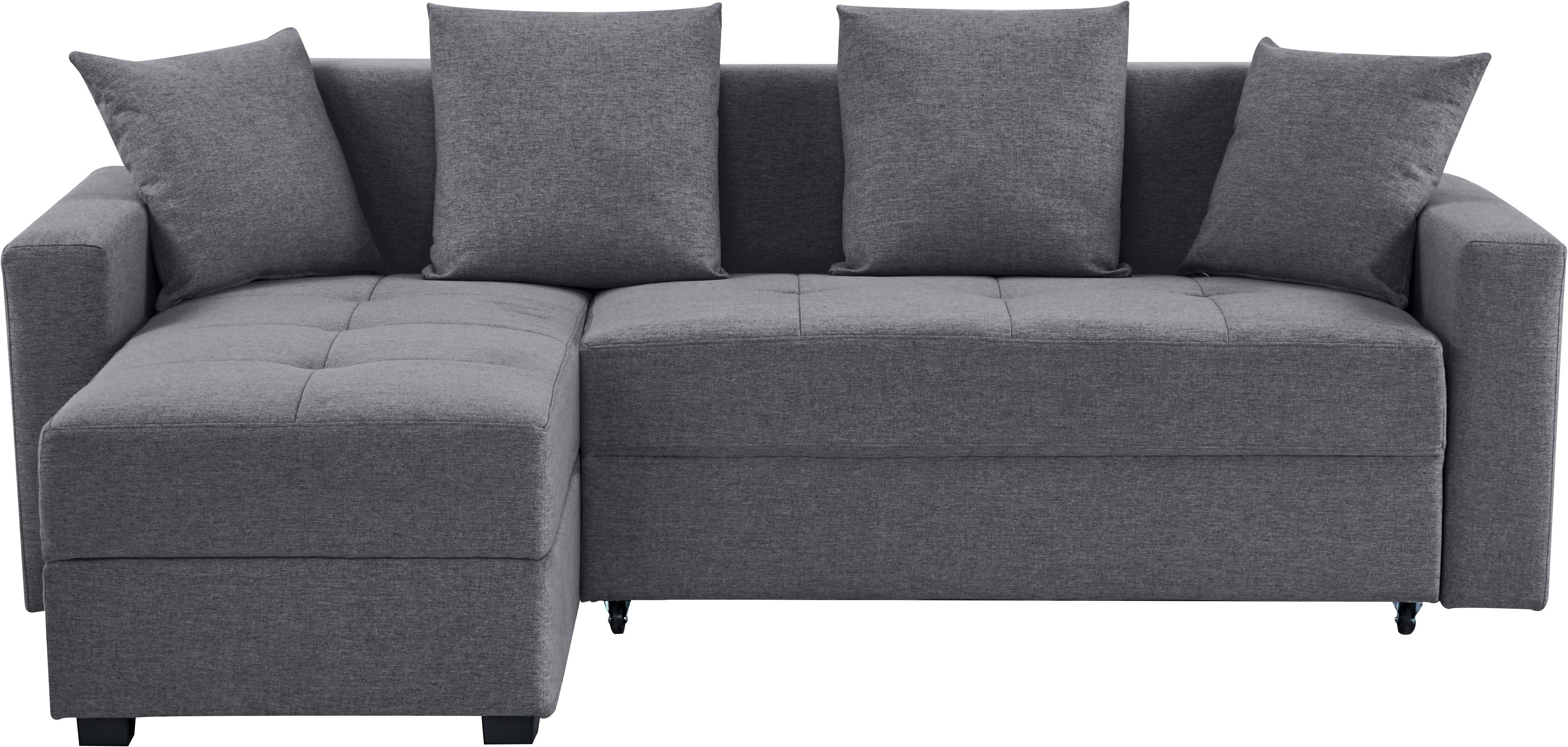 INOSIGN Hoekbank KILLAM, 217 cm, L-vorm, met slaapfunctie en bedlade Recamière rechts / links monteerbaar, in cord en geweven stof