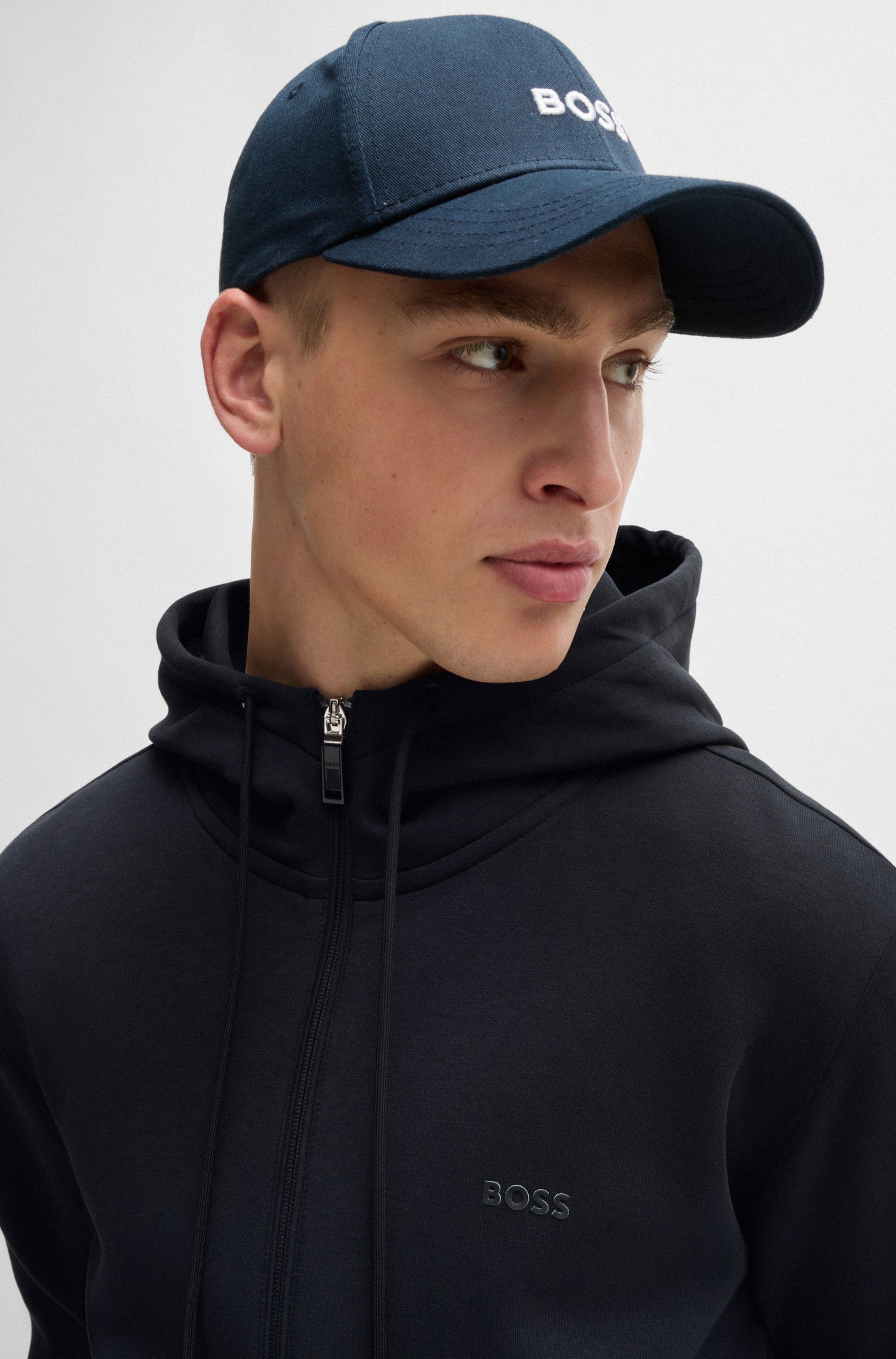 BOSS GREEN Capuchonsweatvest Saggy met boss print