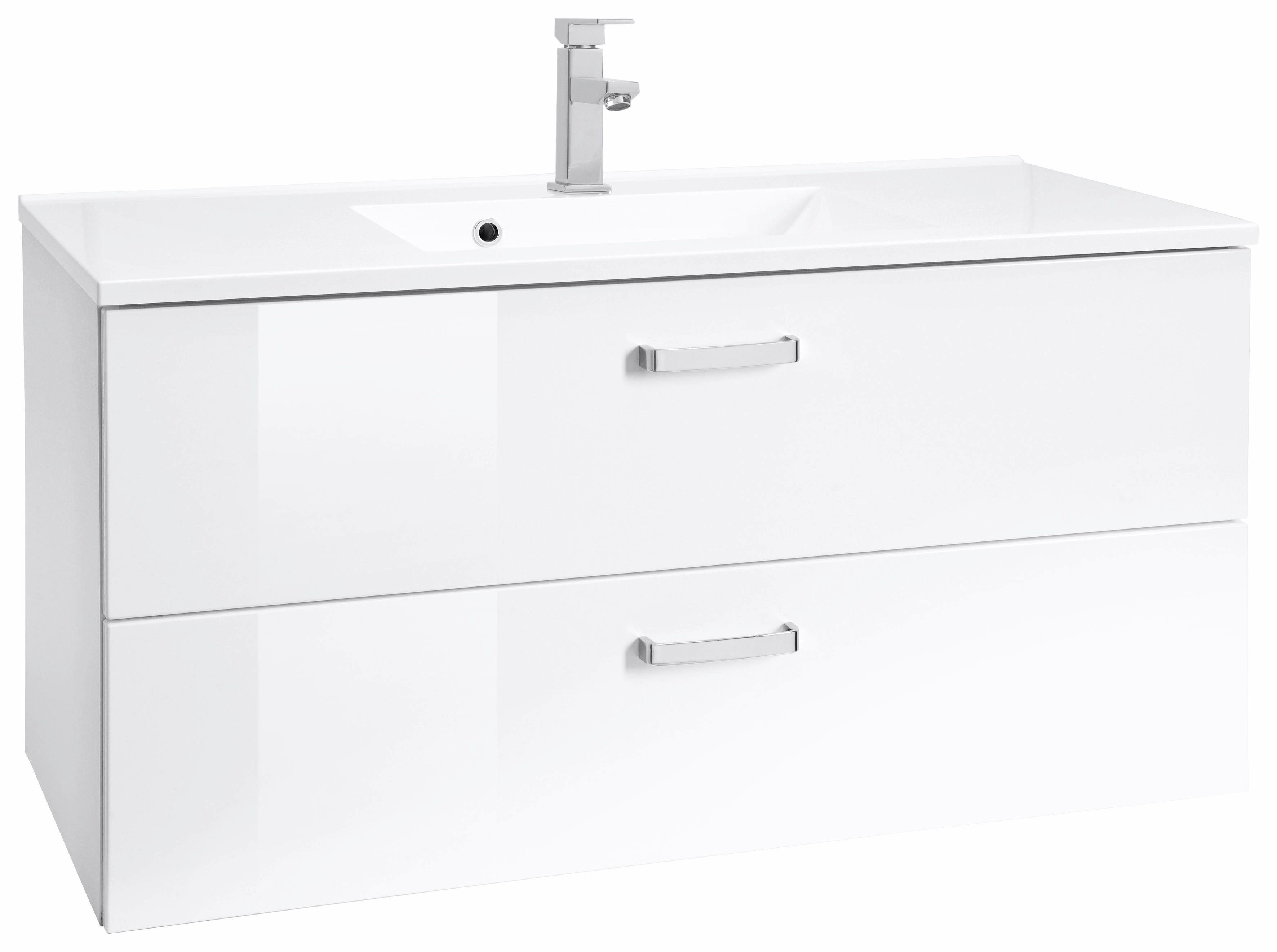 welltime Wastafelonderkast Ravenna Badkamermeubel wastafelonderkast inclusief wasbak, breedte 100 cm, soft-closetechniek onderkasten wit