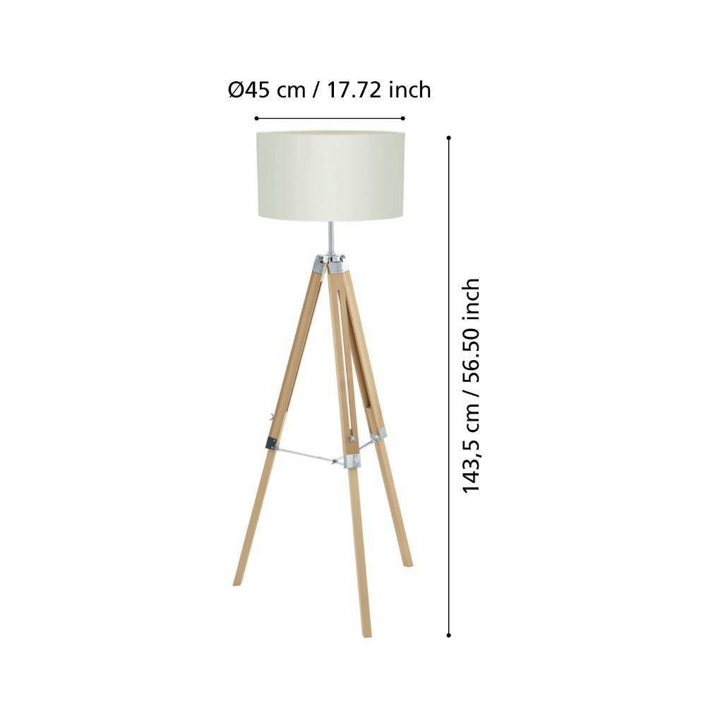 EGLO Staande lamp LANTADA Vloerlamp, natuur en beige, met schakelaar, FSC gecertificeerd, E27 (1 stuk)