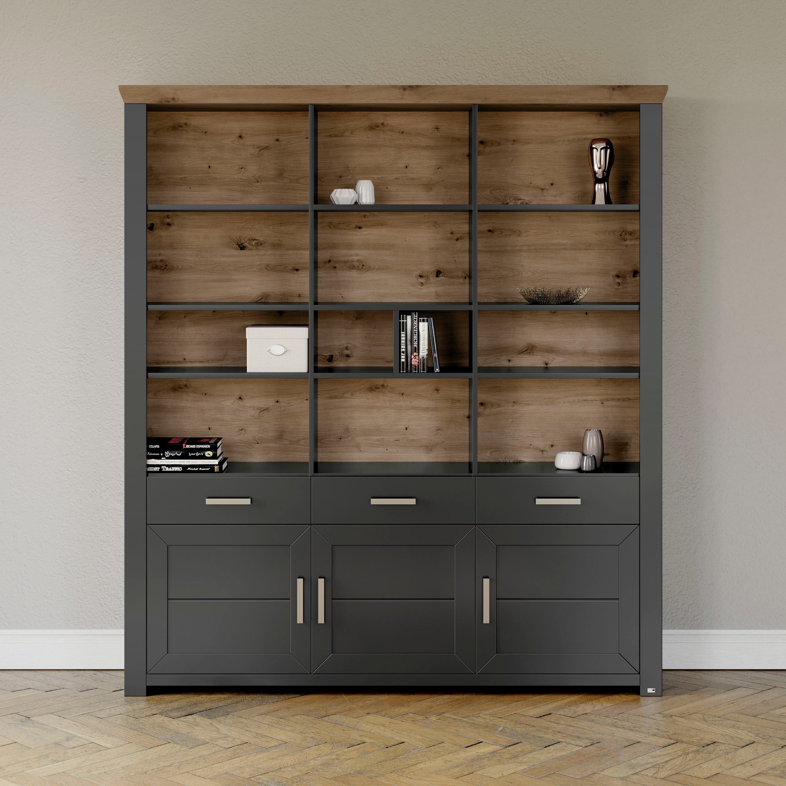 set one by Musterring Ordnerrek York open ontwerp, optioneel met verlichting, 3 kleuren, breedte 184 cm