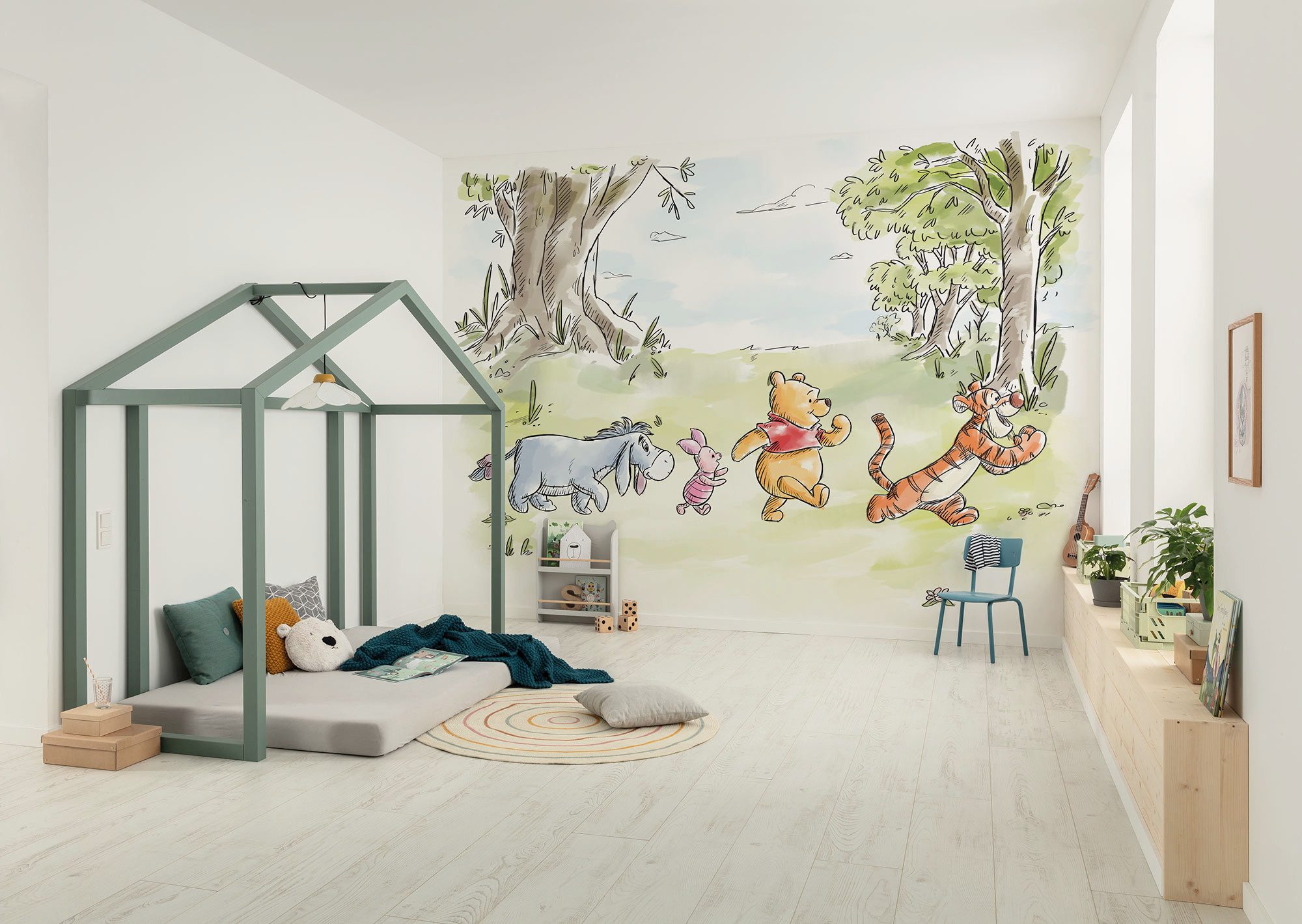Komar Kinderbehang Disney Winnie the Pooh Walk Together (1 stuk) grasmaaiers multicolor