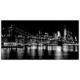 artland print op glas manhattan skyline  brooklyn bridge (1 stuk) zwart