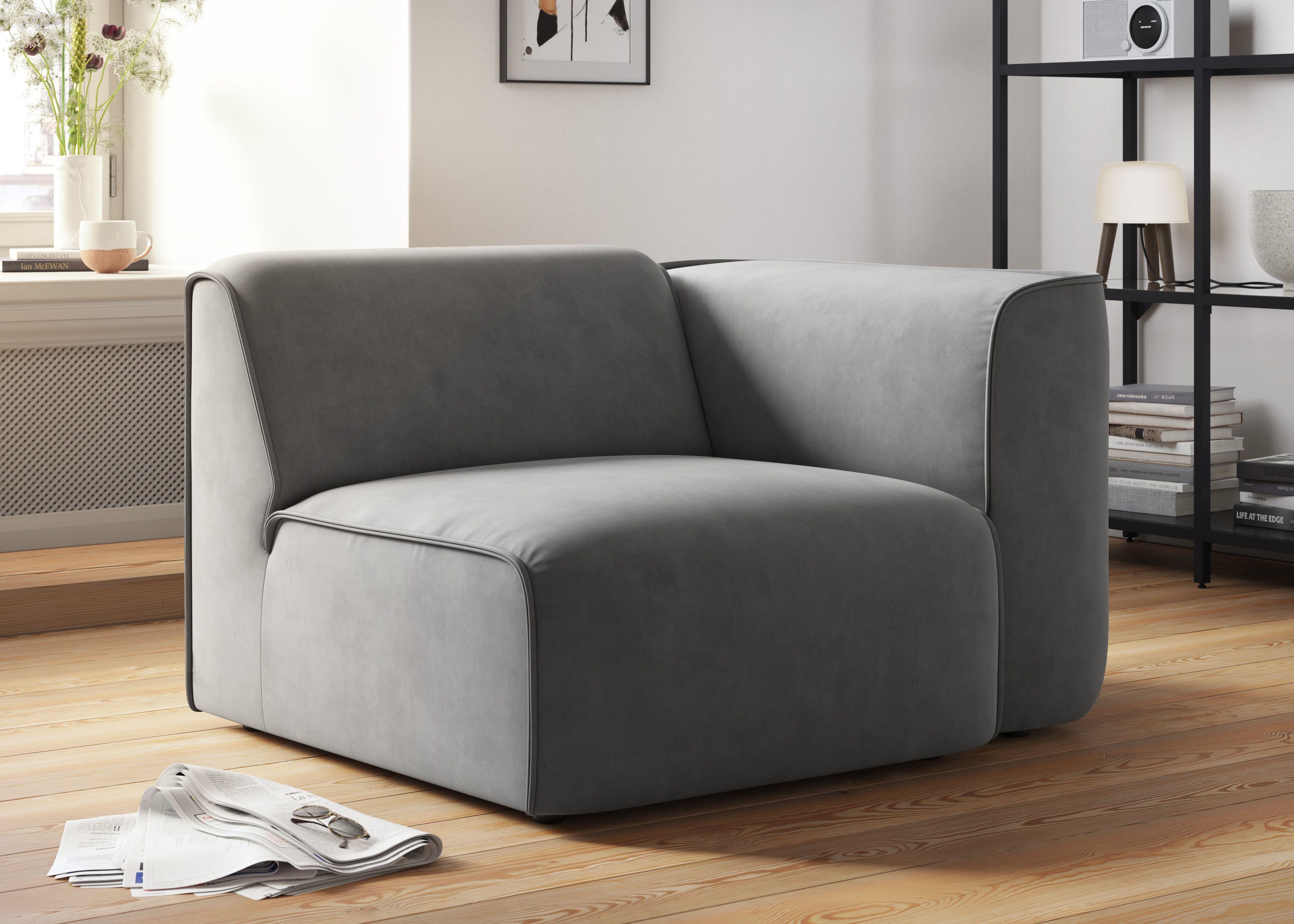 RAUM.ID Fauteuil Merid sofa-hoekelement, afmetingen B/D/H: 109/97/46 cm als module of apart te gebruiken, voor individuele samenstelling