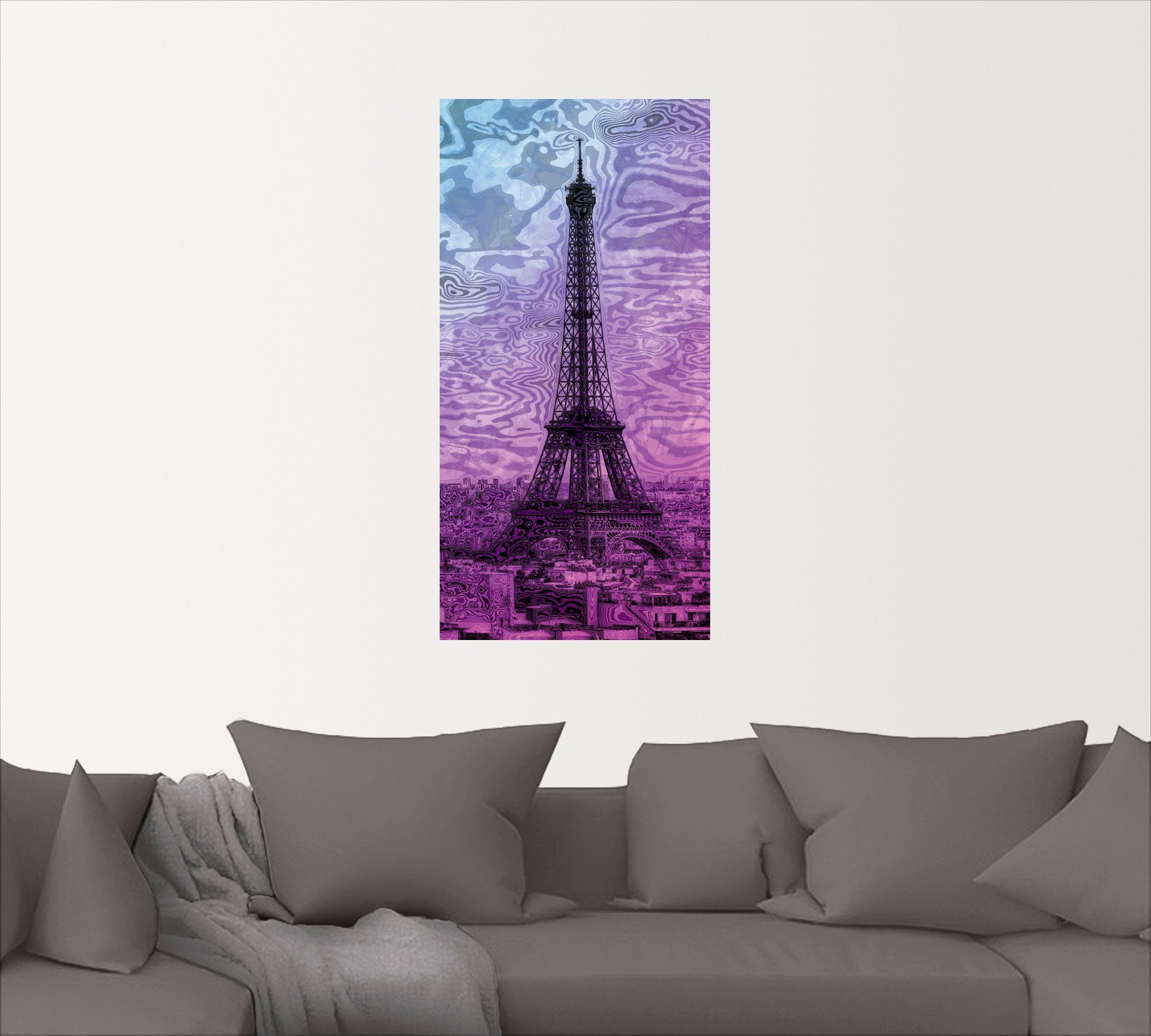Artland Artprint Parijs Eiffeltoren paars/blauw in vele afmetingen & productsoorten - artprint van aluminium / artprint voor buiten, artprint op linnen, poster, muursticker / wandf