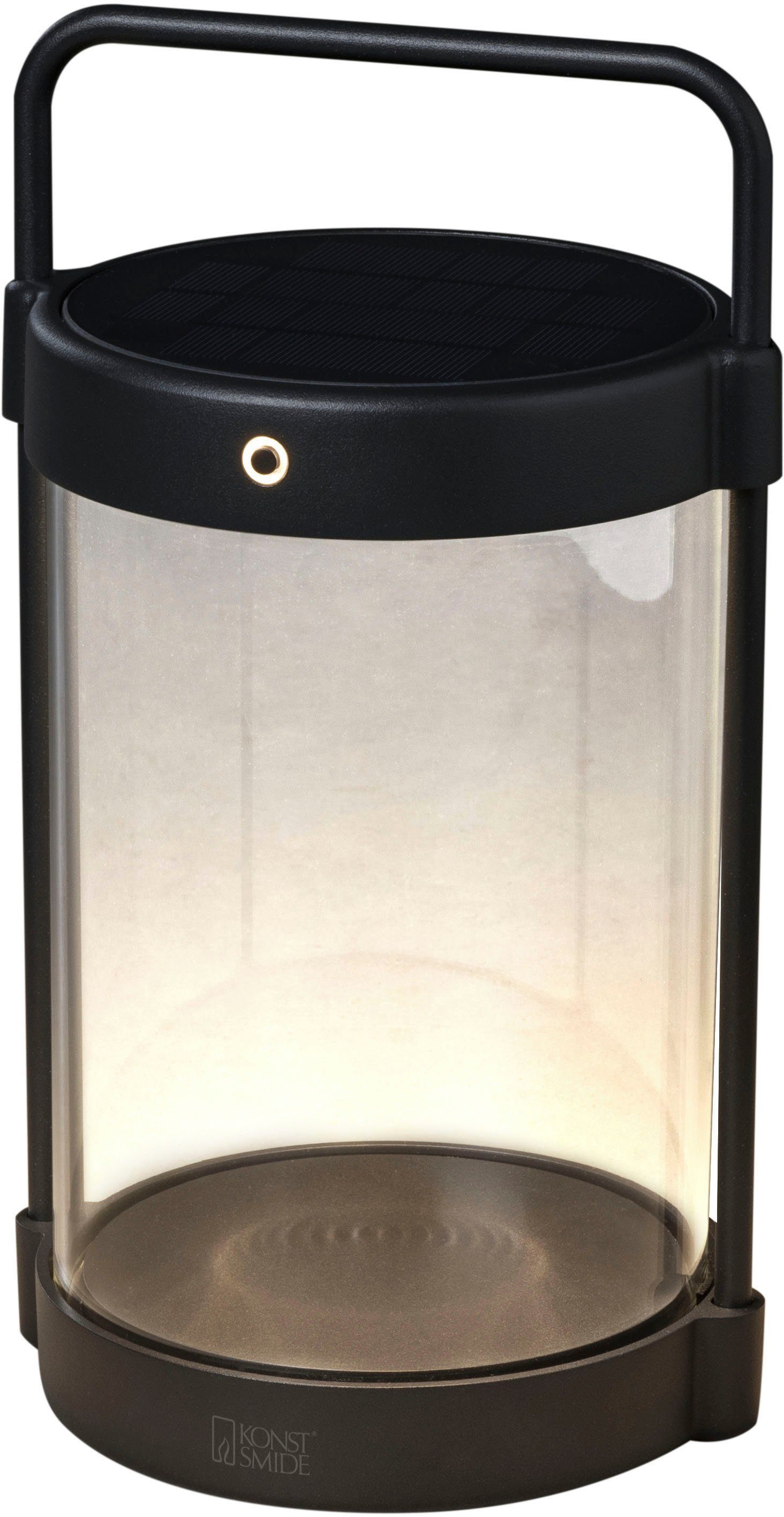 KONSTSMIDE Led lantaarn Crotone Crotone LED solar/USB-lantaarn zwart, dimbaar, schemering (2 stuks)