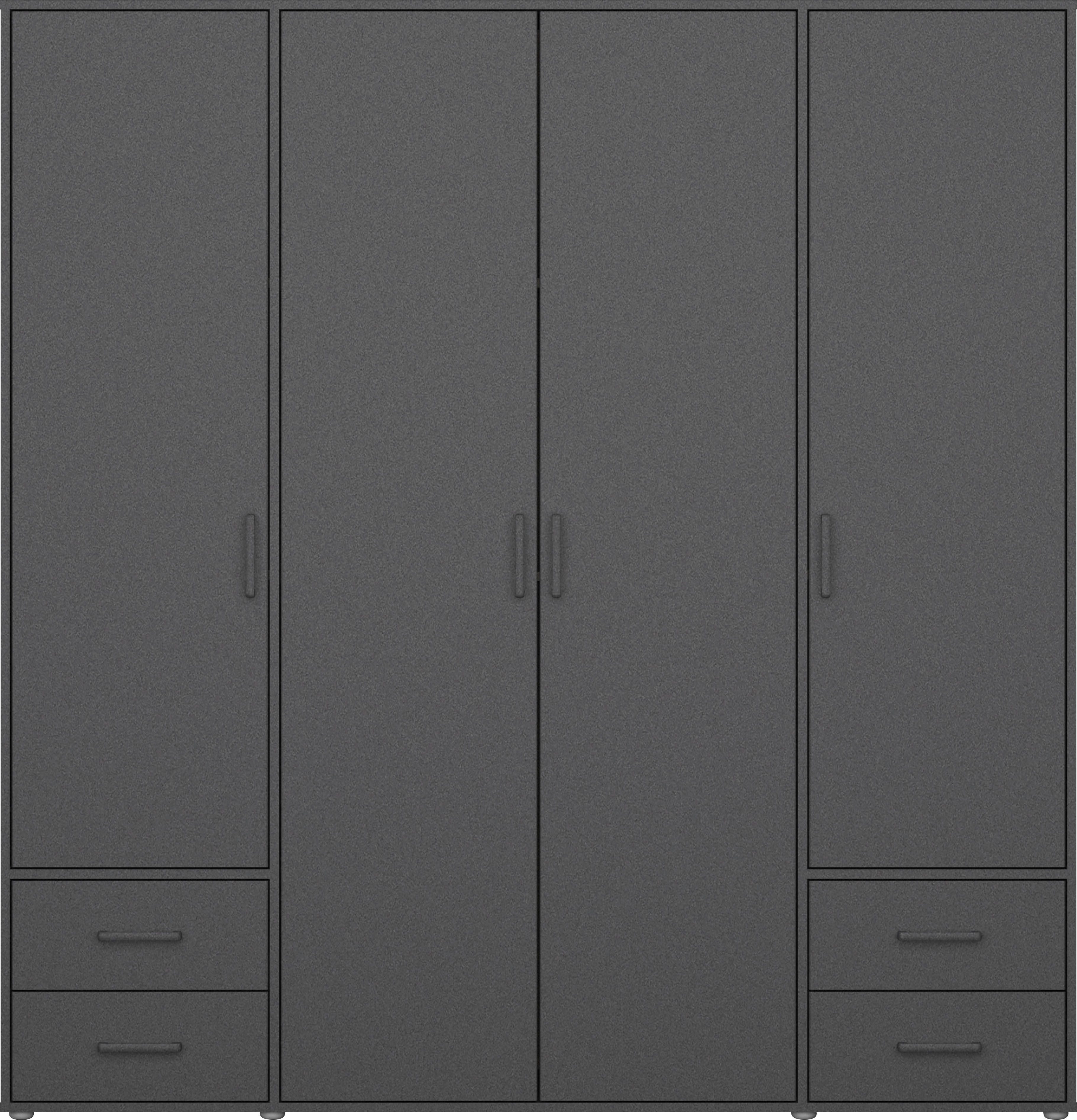 rauch Draaideurkast Voyager, Kleiderschrank mit Außenschubkästen, Garderobe moderne grepen in grijs metallic met buitenlades made in germany