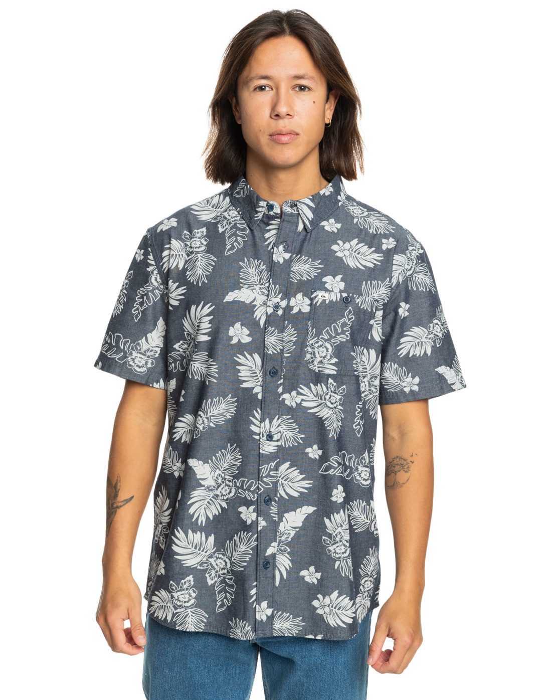 Quiksilver Overhemd met korte mouwen Gawanhill heren overhemden maat M blauw