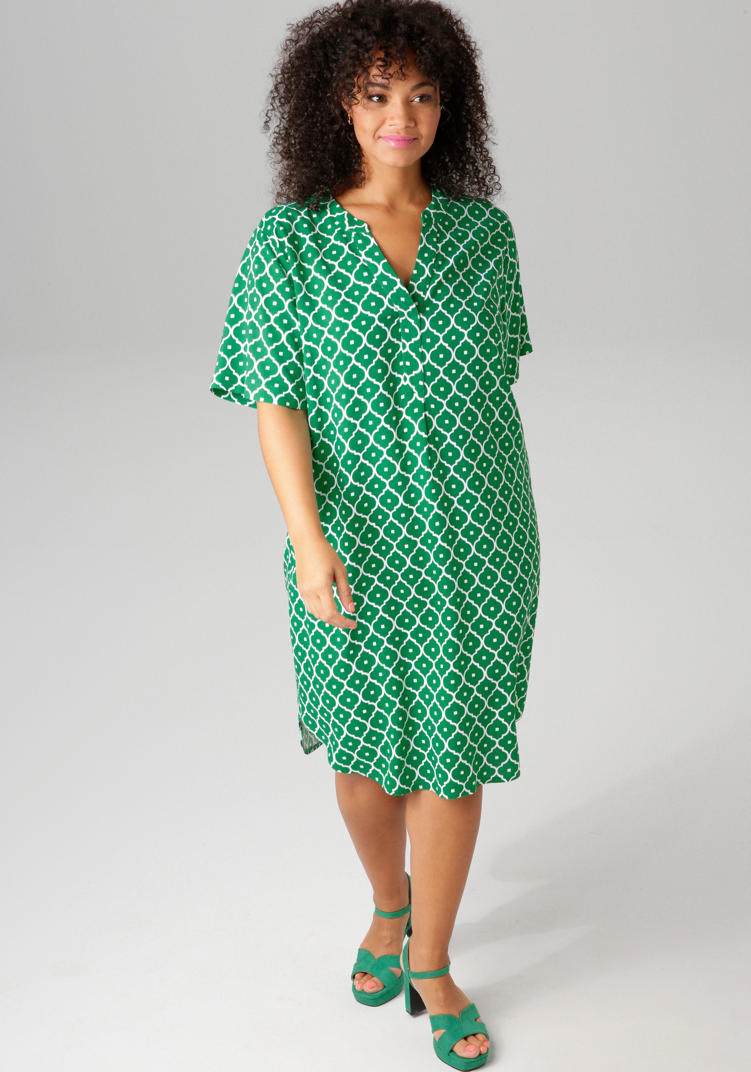 OTTO Aniston PLUS Blousejurk in trendy print - nieuwe collectie dames blousejurken maat 50 groen
