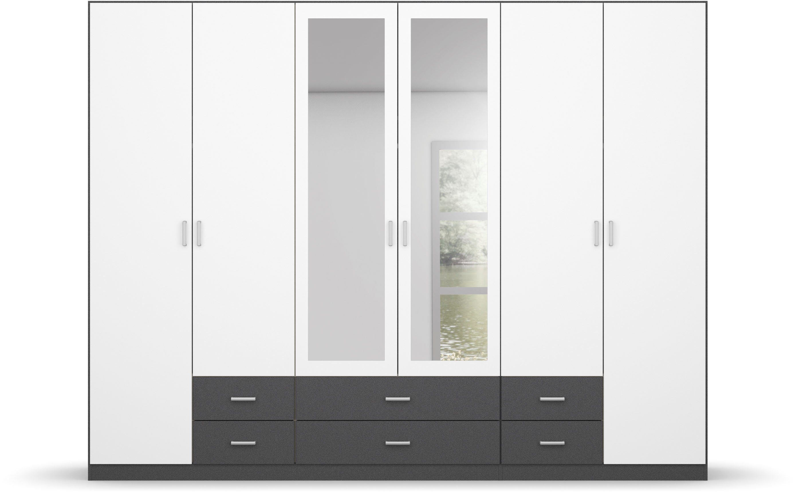 rauch Kledingkast Kast Garderobe Wasmand GAMMA in 3 Breedtes veel opbergruimte met 6 lades, met spiegel topseller made in germany