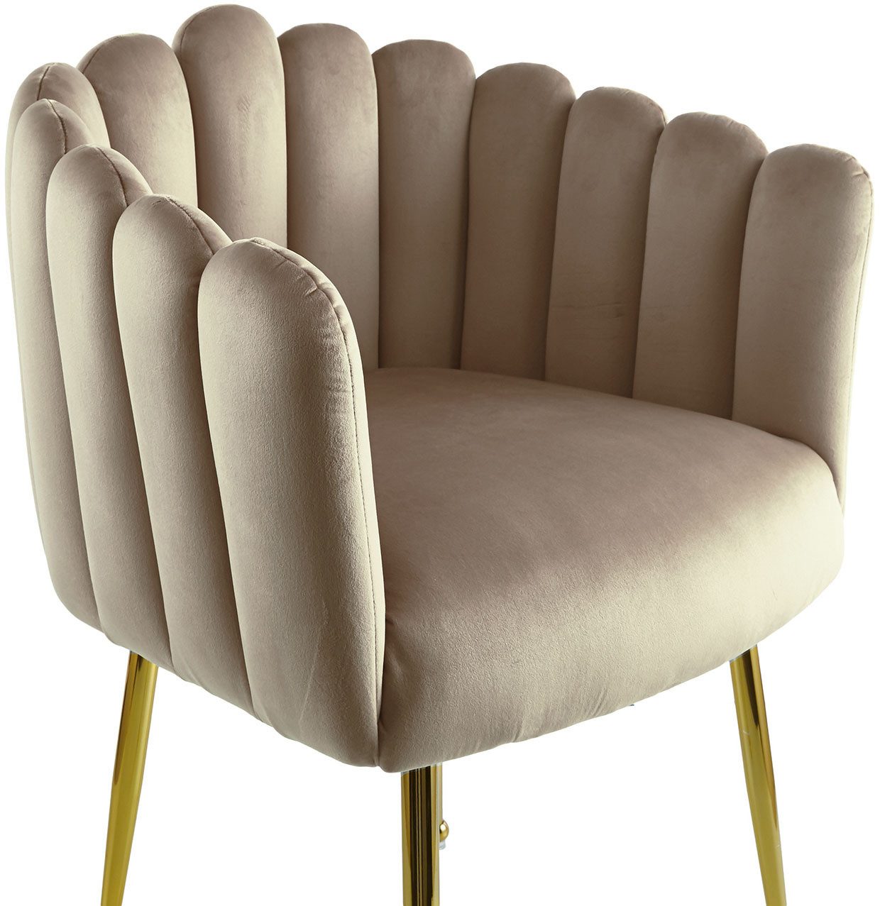 Kayoom Stoel Muna 125, BESTSELLER! opvallende rug-/armleuning in schelpvorm opvallende gevlochten rugleuning, fluwelen bekleding, goudkleurige poten (1 stuk)