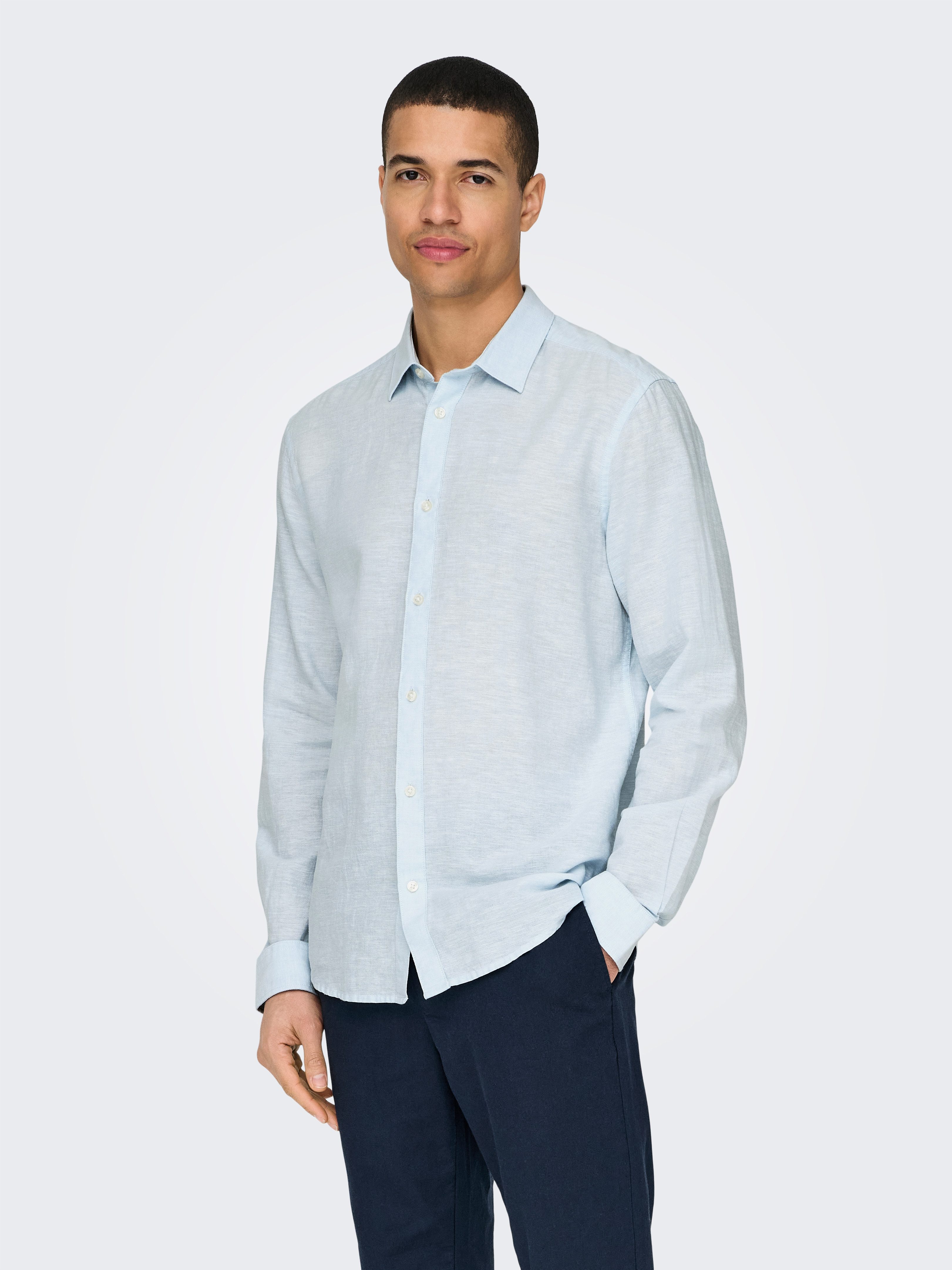 ONLY & SONS Overhemd met lange mouwen ONSCAIDEN LS SOLID LINEN SHIRT NOOS