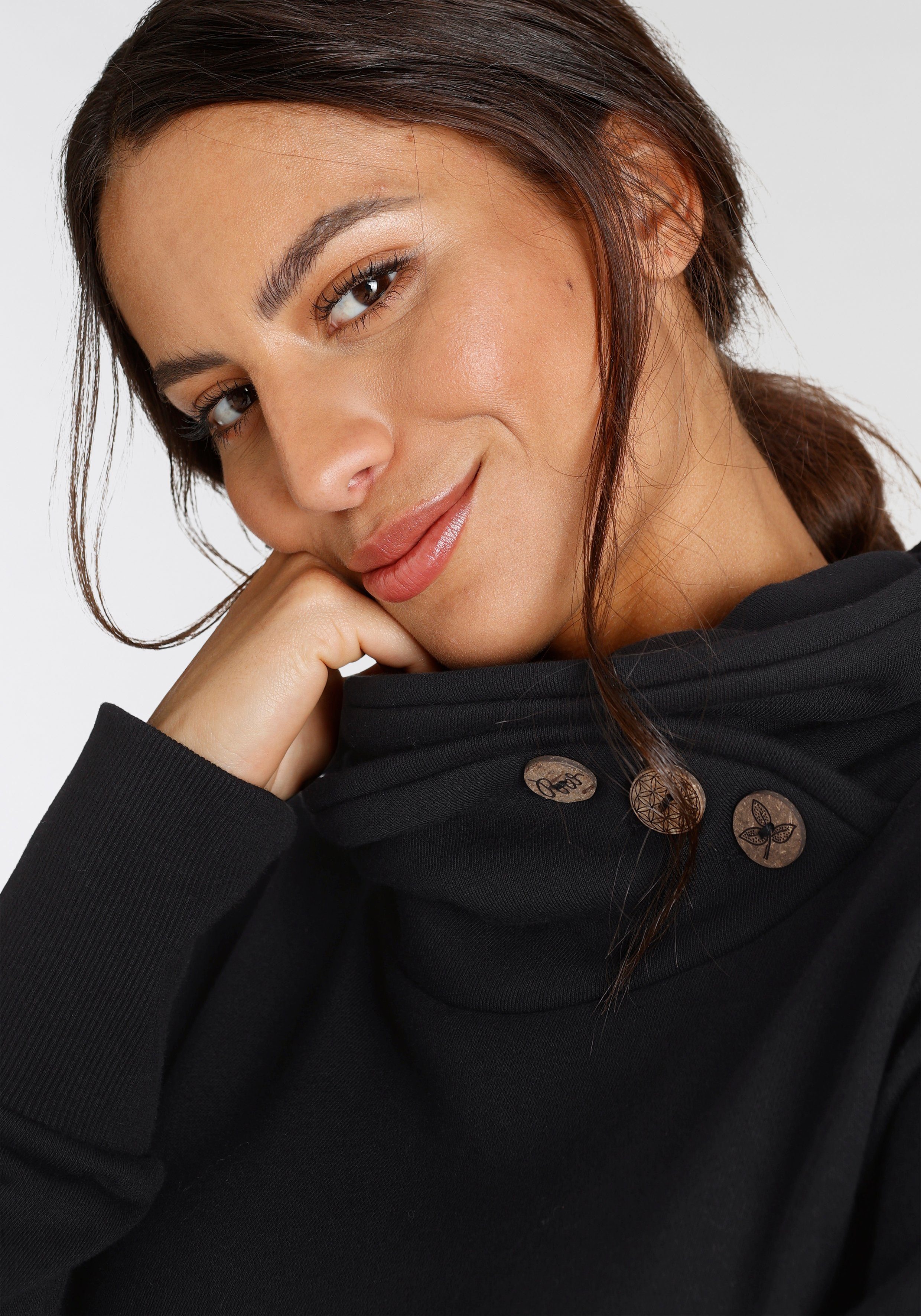 Ragwear Sweatshirt ANGELLIKA O met asymmetrische sjaalkraag