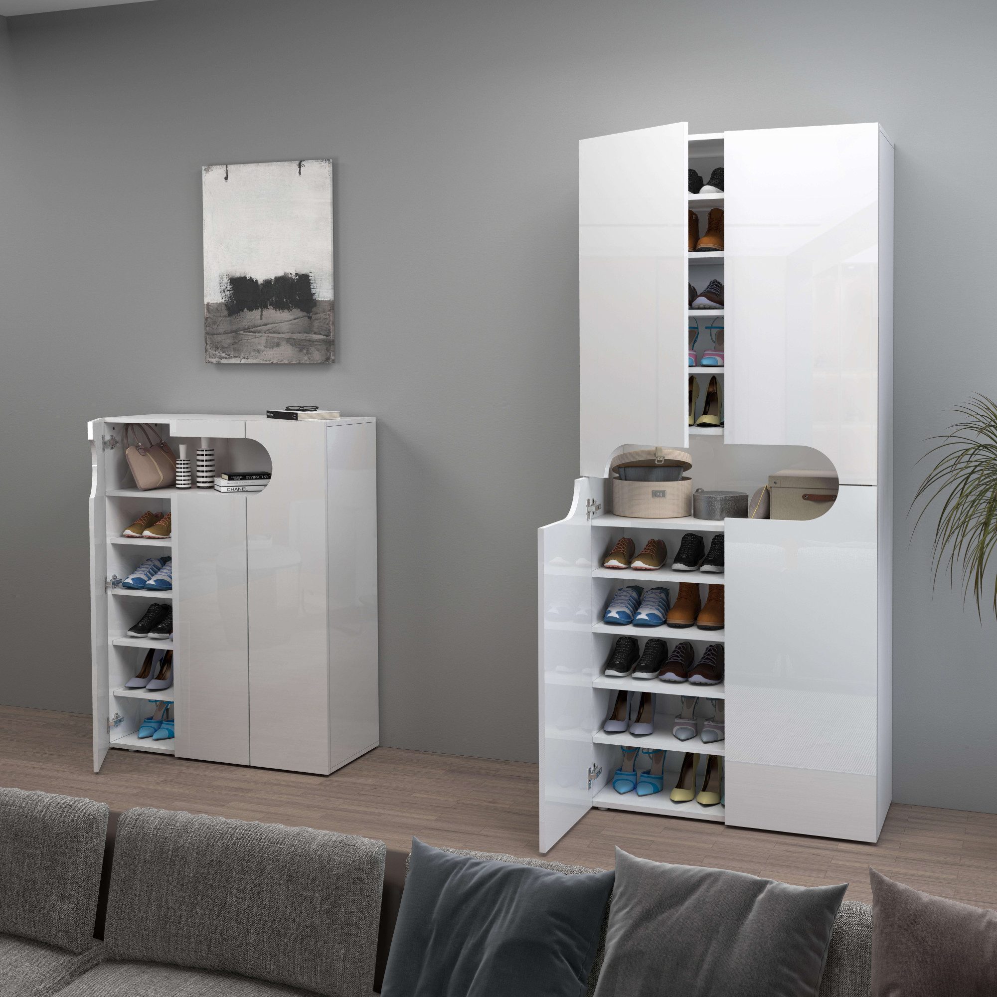 INOSIGN Schoenenkast Real, schoenenkast, schoenencommode, schoenenrek, breedte 80 cm, hoogte 190 cm