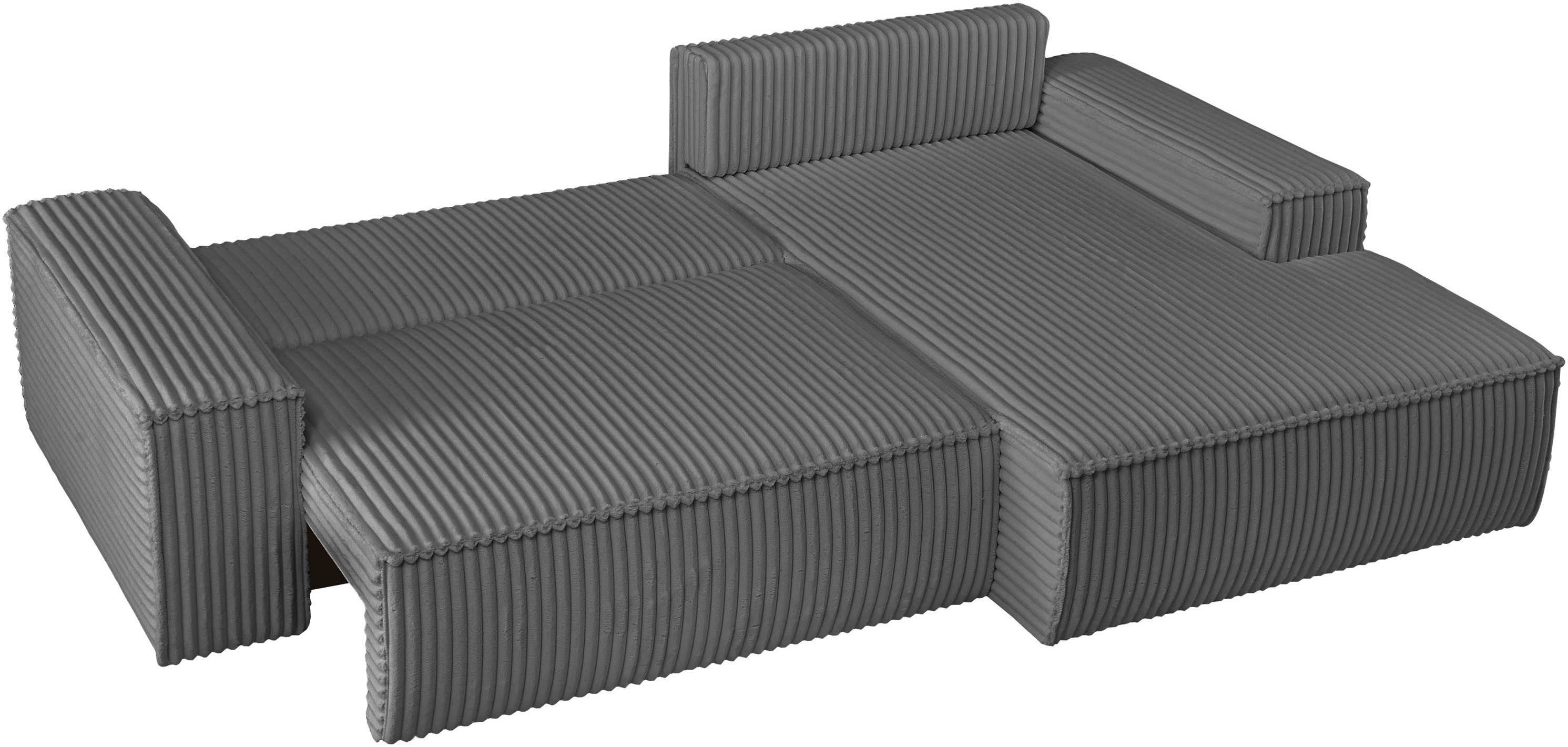 andas Hoekbank Finnley slaapbank 267 cm in Bouclé, fijne structuur en cord, L-vorm