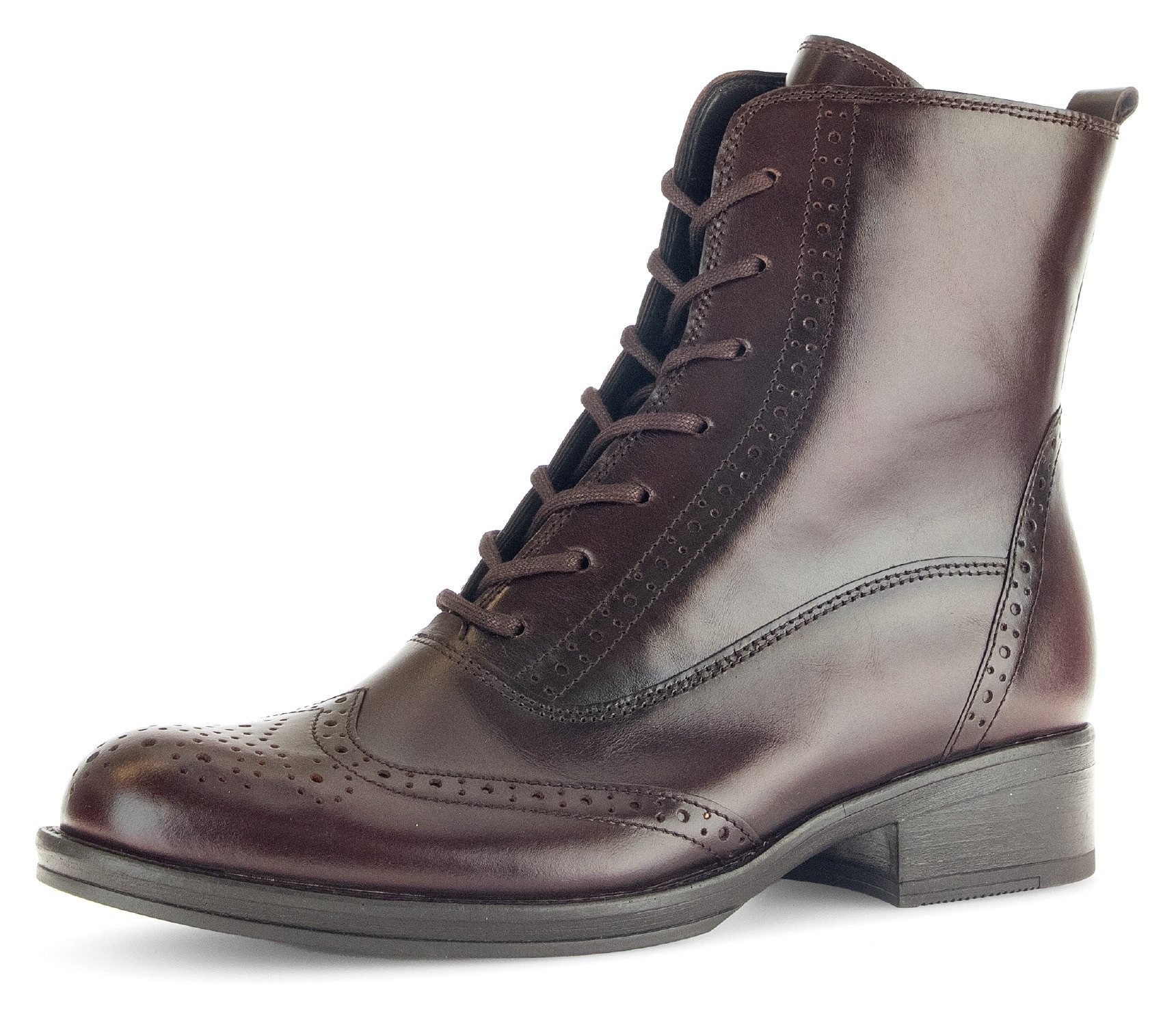Gabor Veterlaarsjes blokhak, veterschoenen, business schoen met modieuze lyra-perforatie