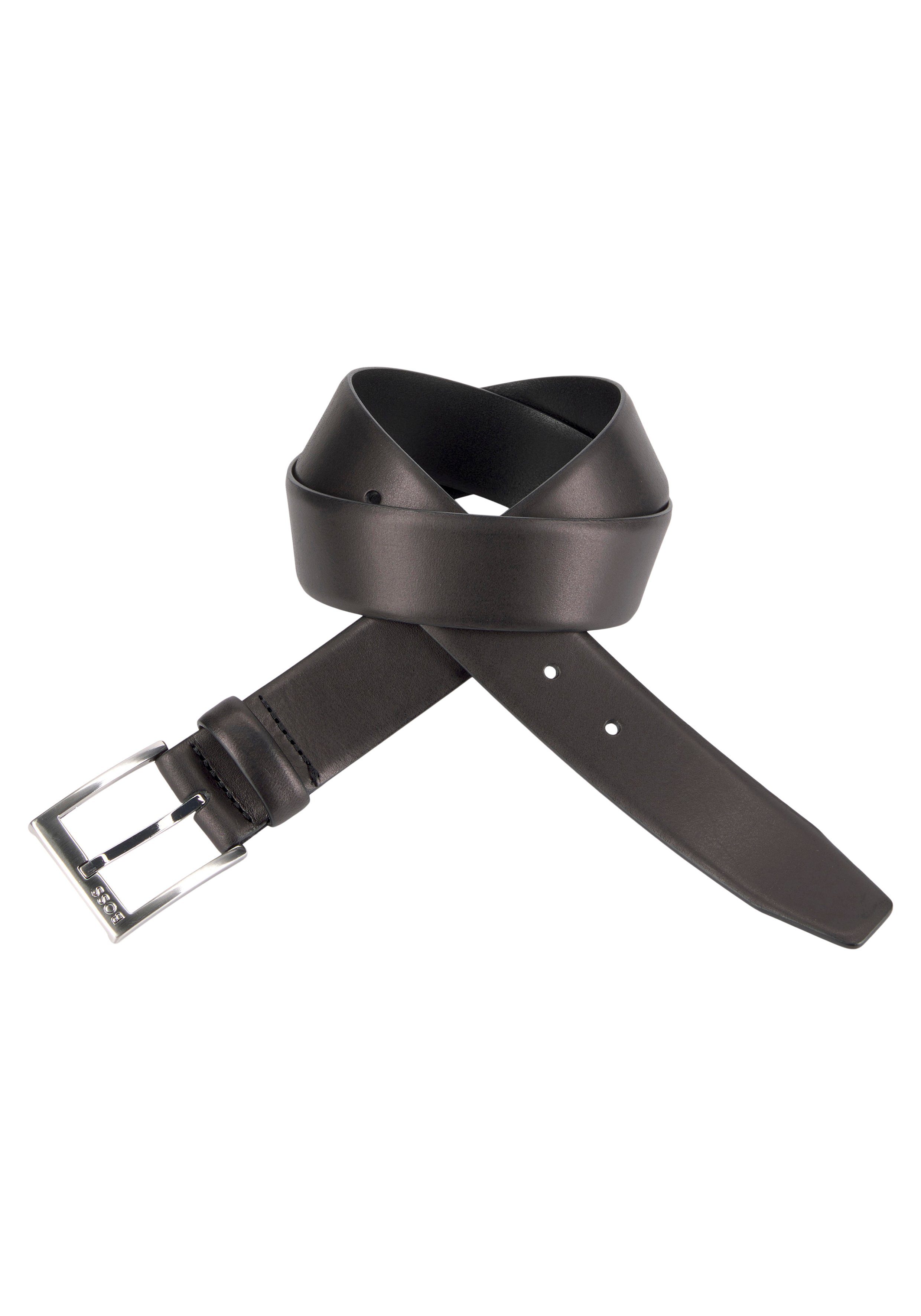 Boss Leren riem met vierkante sluiting en gegraveerd logo