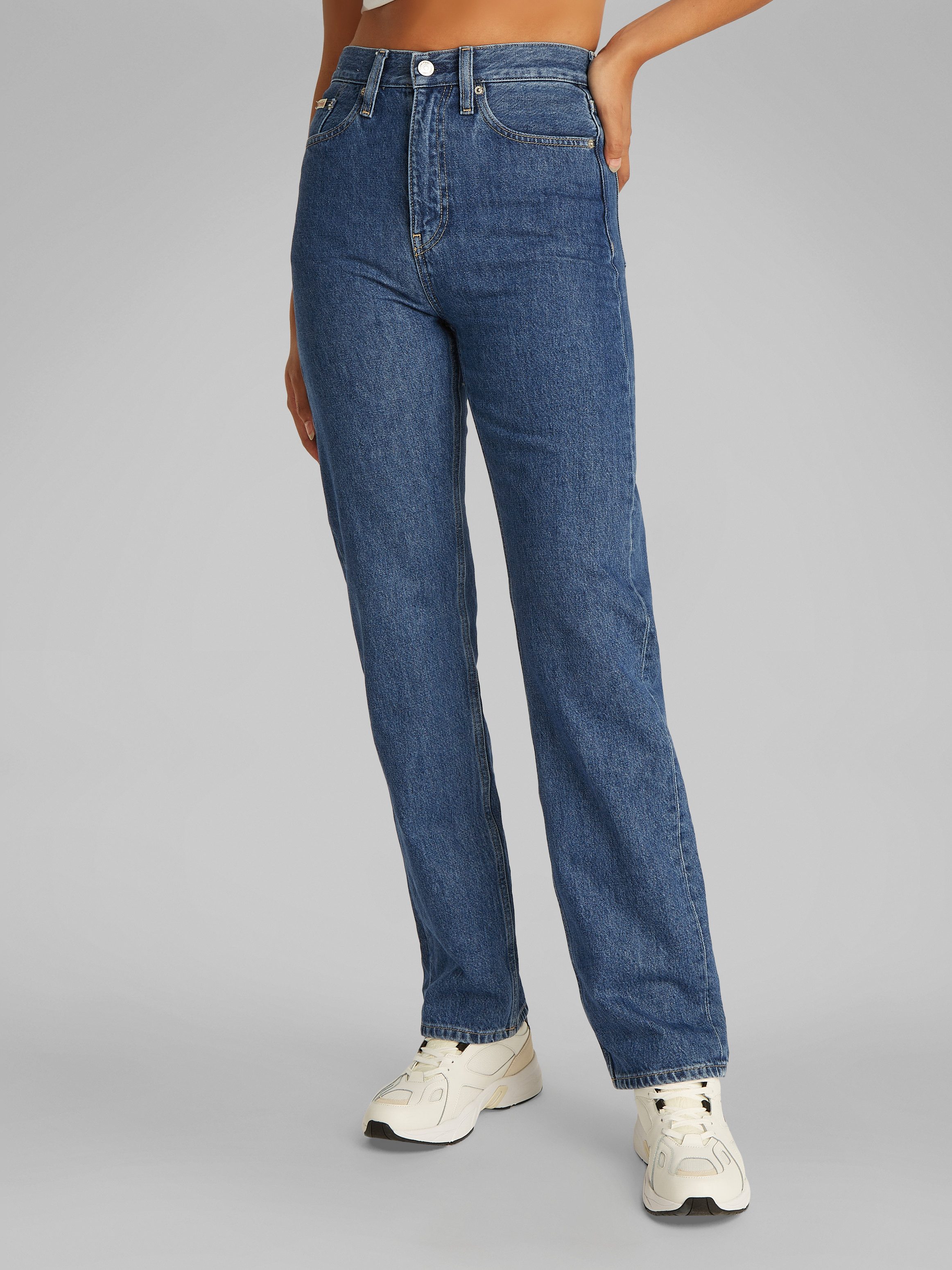 Calvin Klein Straight jeans HIGH RISE STRAIGHT in middenblauwe wassing