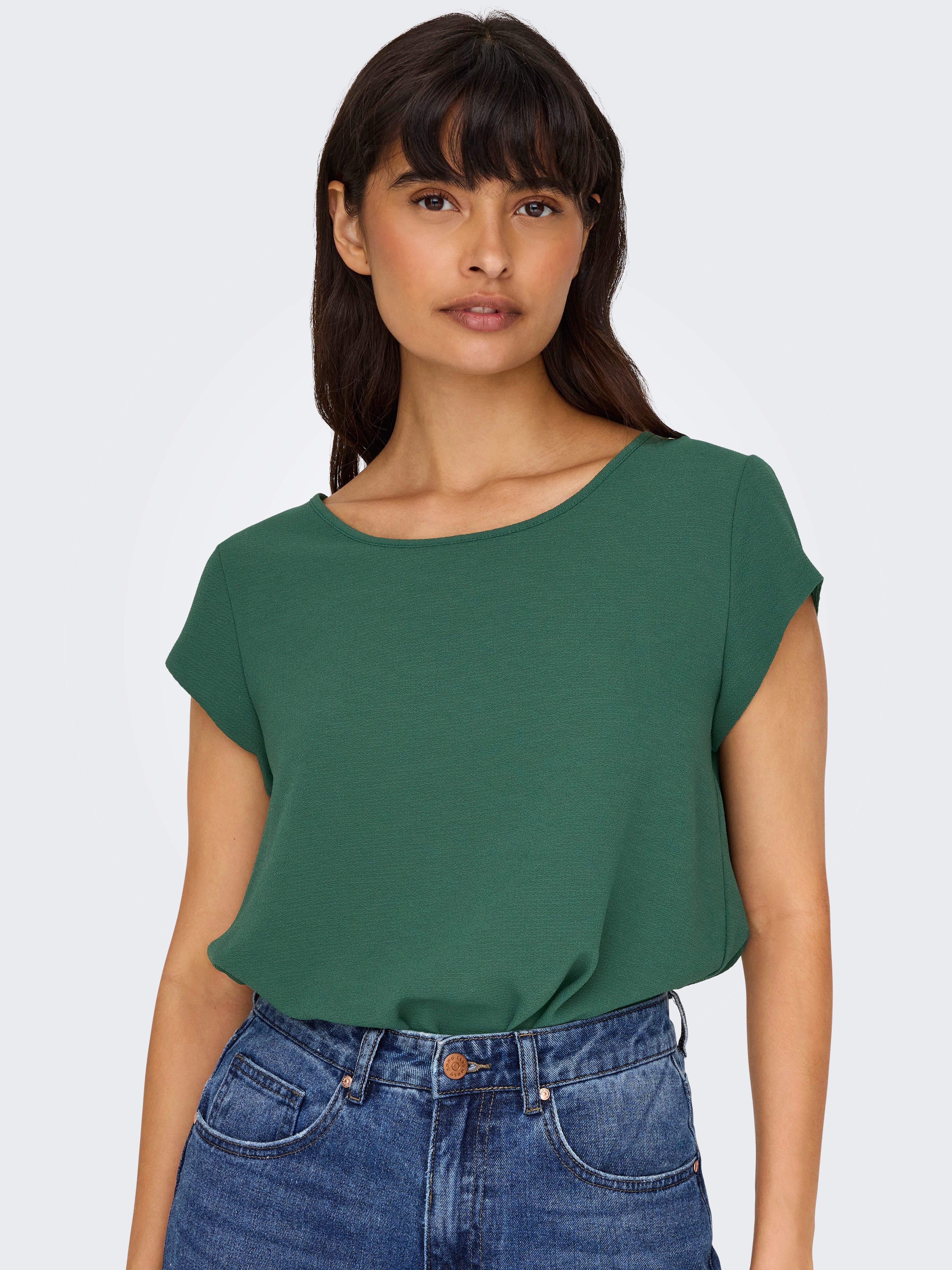 Only Blouse met korte mouwen ONLVIC S S SOLID TOP NOOS PTM