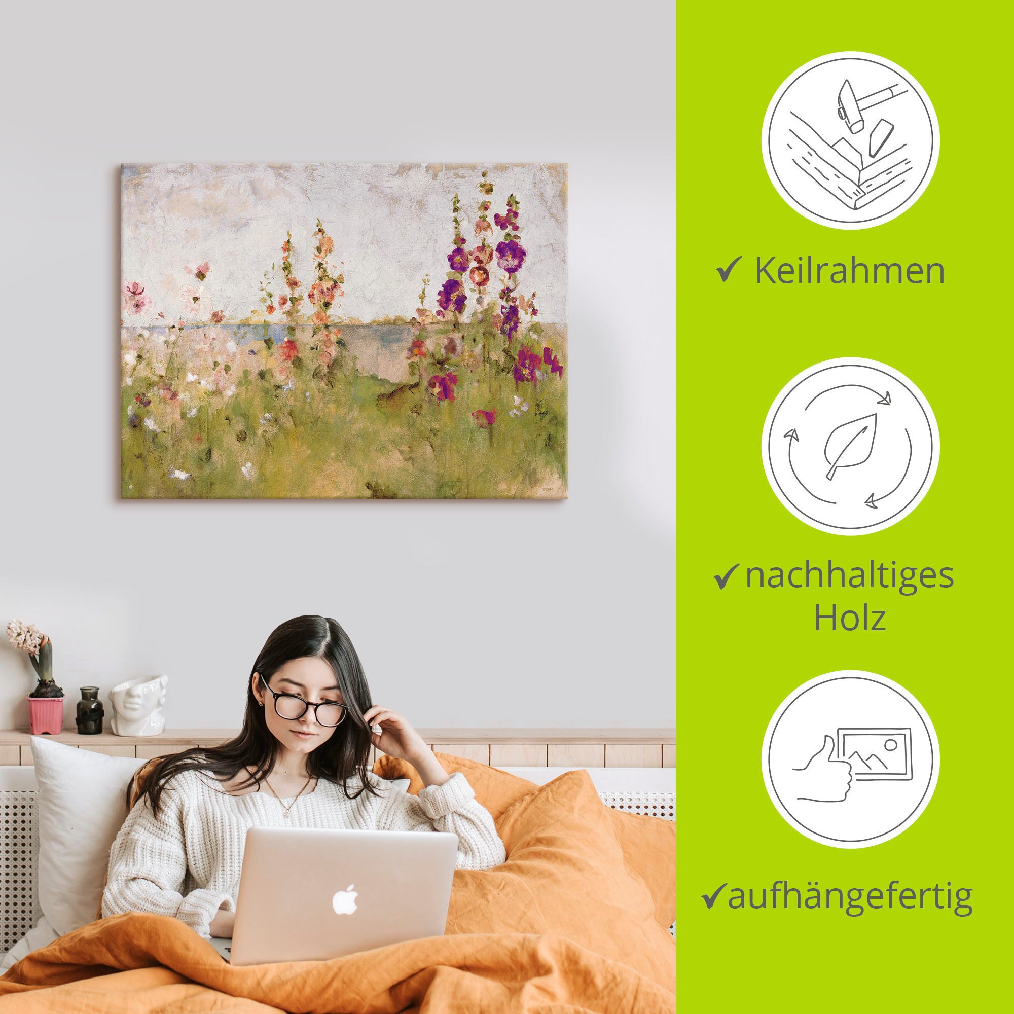 Artland Artprint Stokrozen aan de zee als artprint op linnen, poster, muursticker in verschillende maten