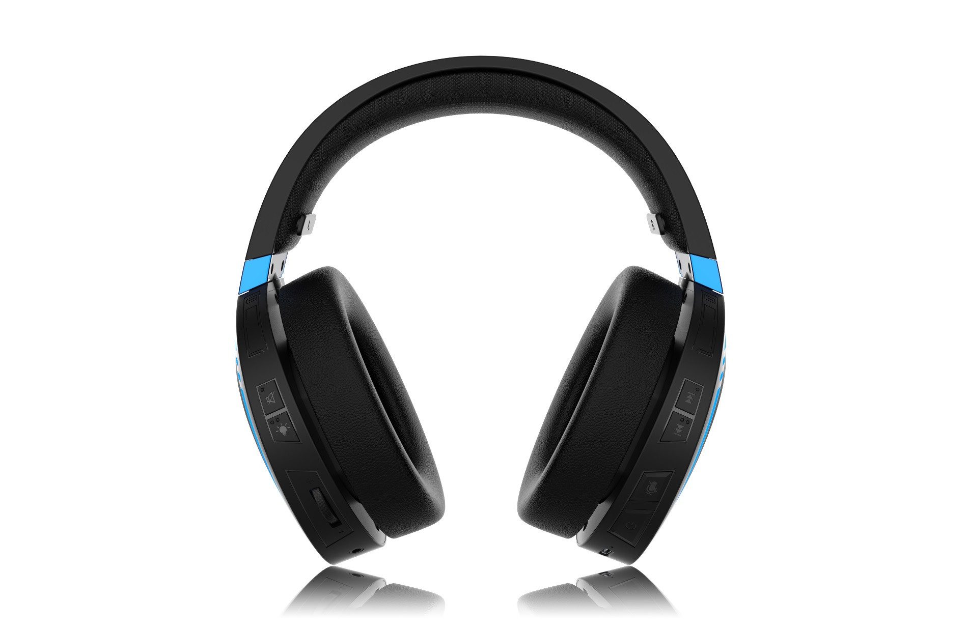 Sades Gaming-headset Warden I SA-201 draadloos, zwart/blauw, USB inclusief anubis' staff headsetstandaard sa-w10, usb