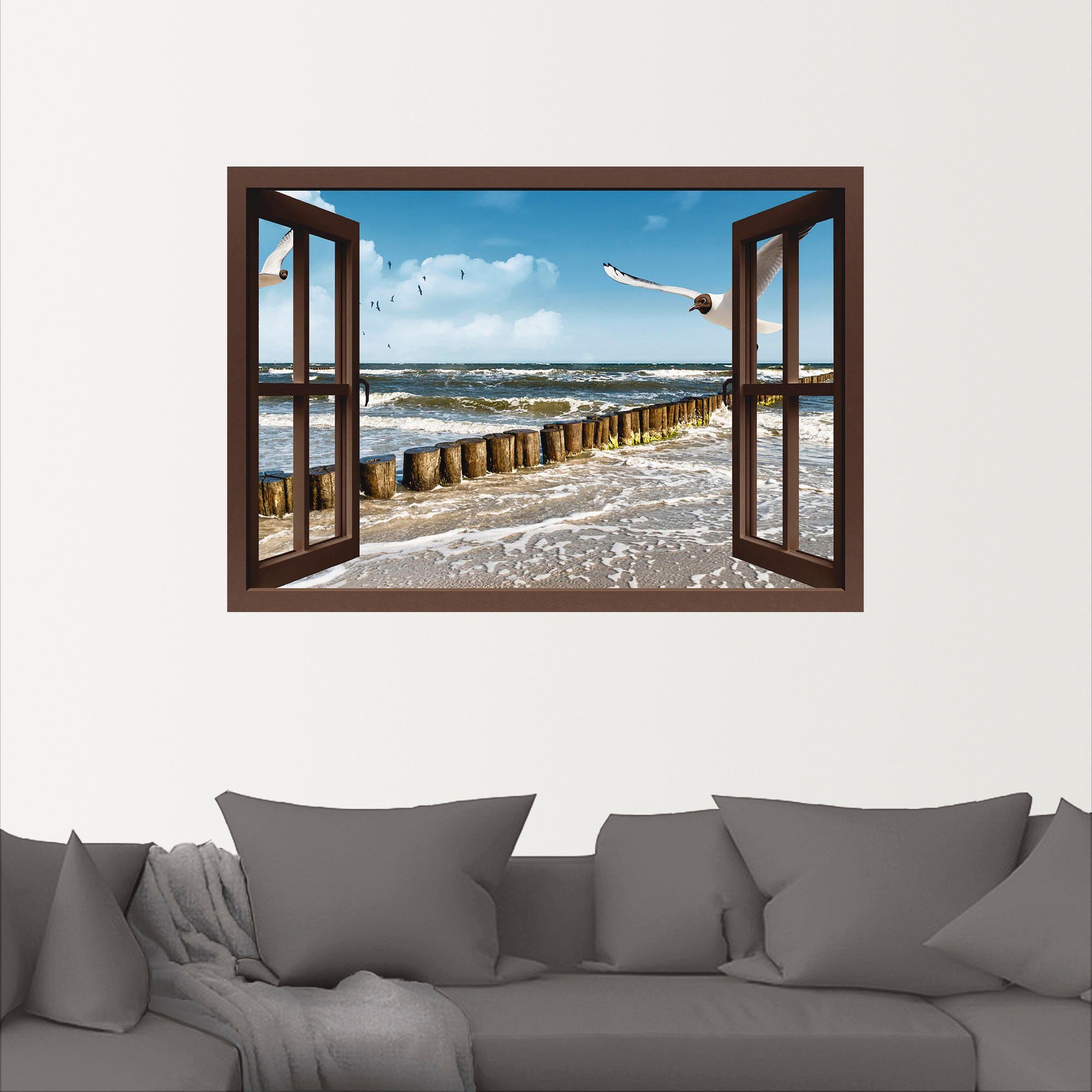 Artland Artprint Blik uit het venster - Oostzee als artprint op linnen, muursticker of poster in verschillende maten