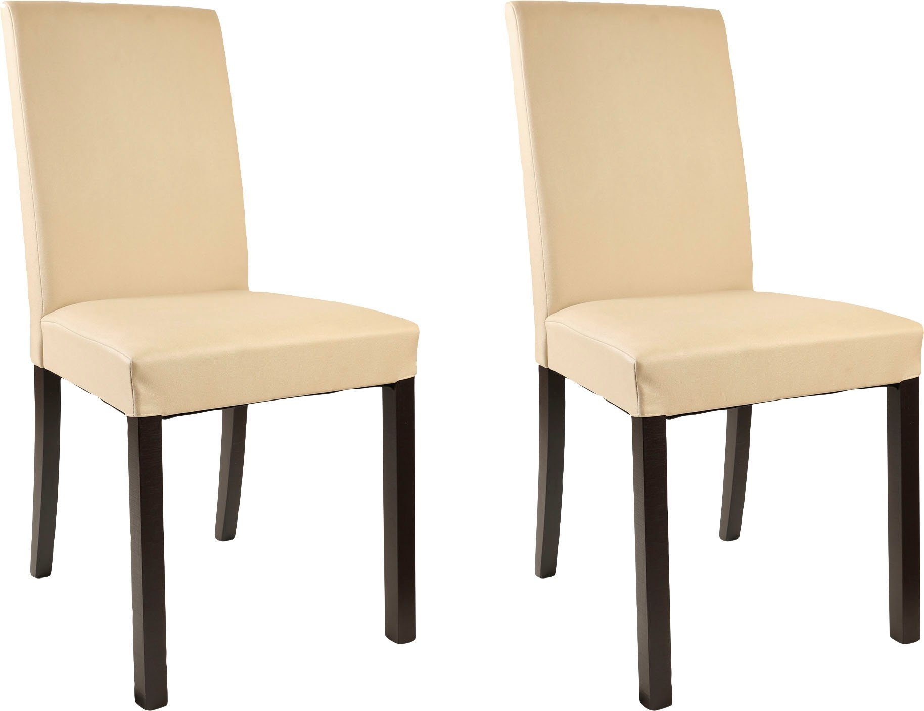 Home affaire Stoel met 4 poten Nina robuuste microvezel, frame naturel-beuken of wengé gelakt (set, 2 stuks)