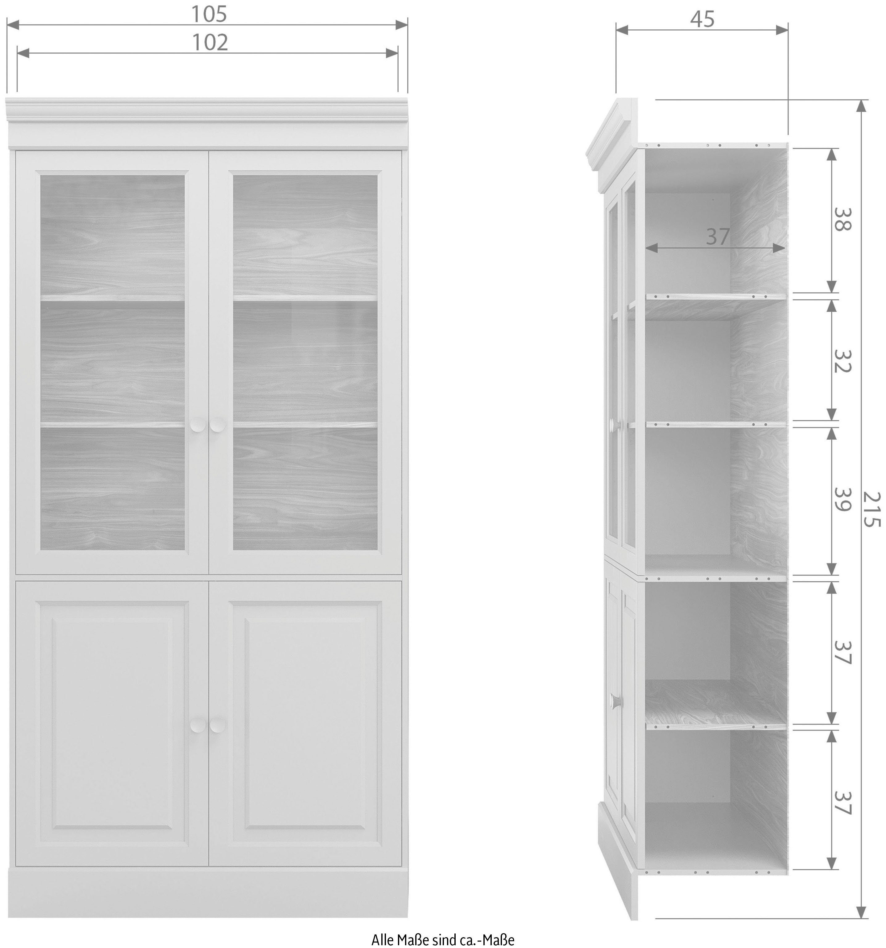 vtwonen Vitrinekast Chow van dennenhout, breedte 105 cm x hoogte 215 cm