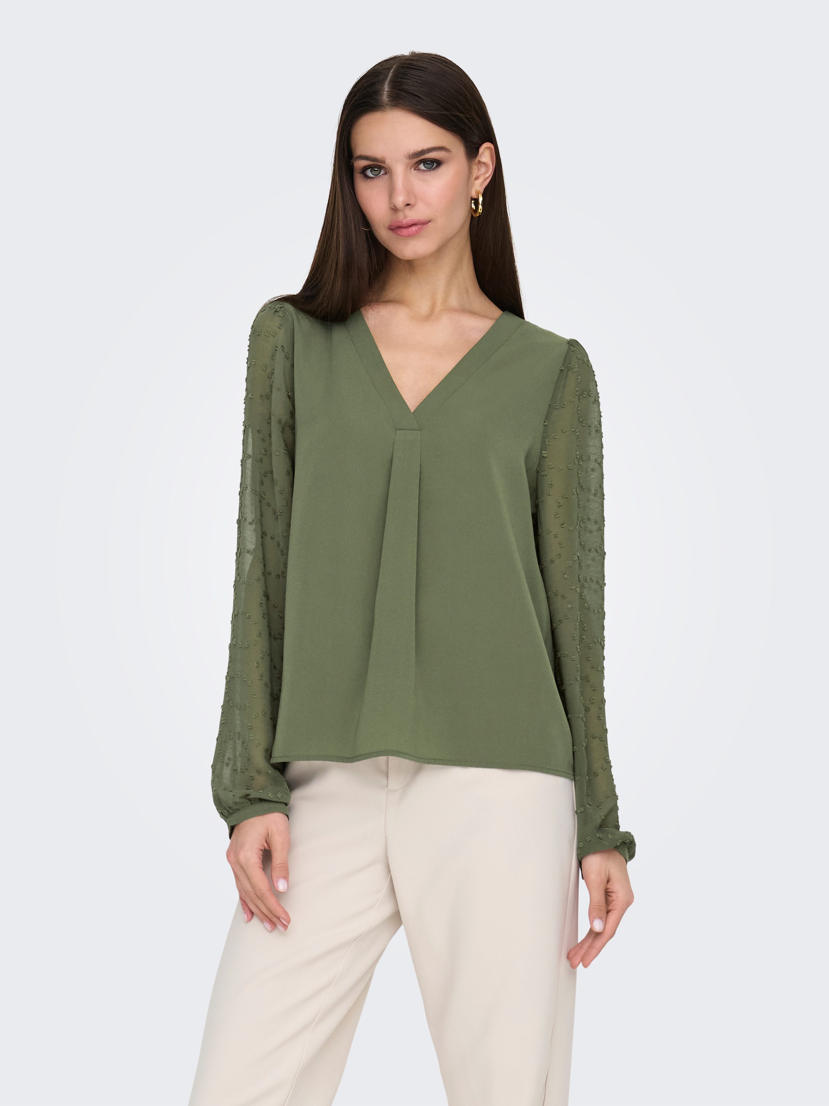 Only Shirtblouse ONLMASJA FR L/S V-NECK SHIRT CS PTM